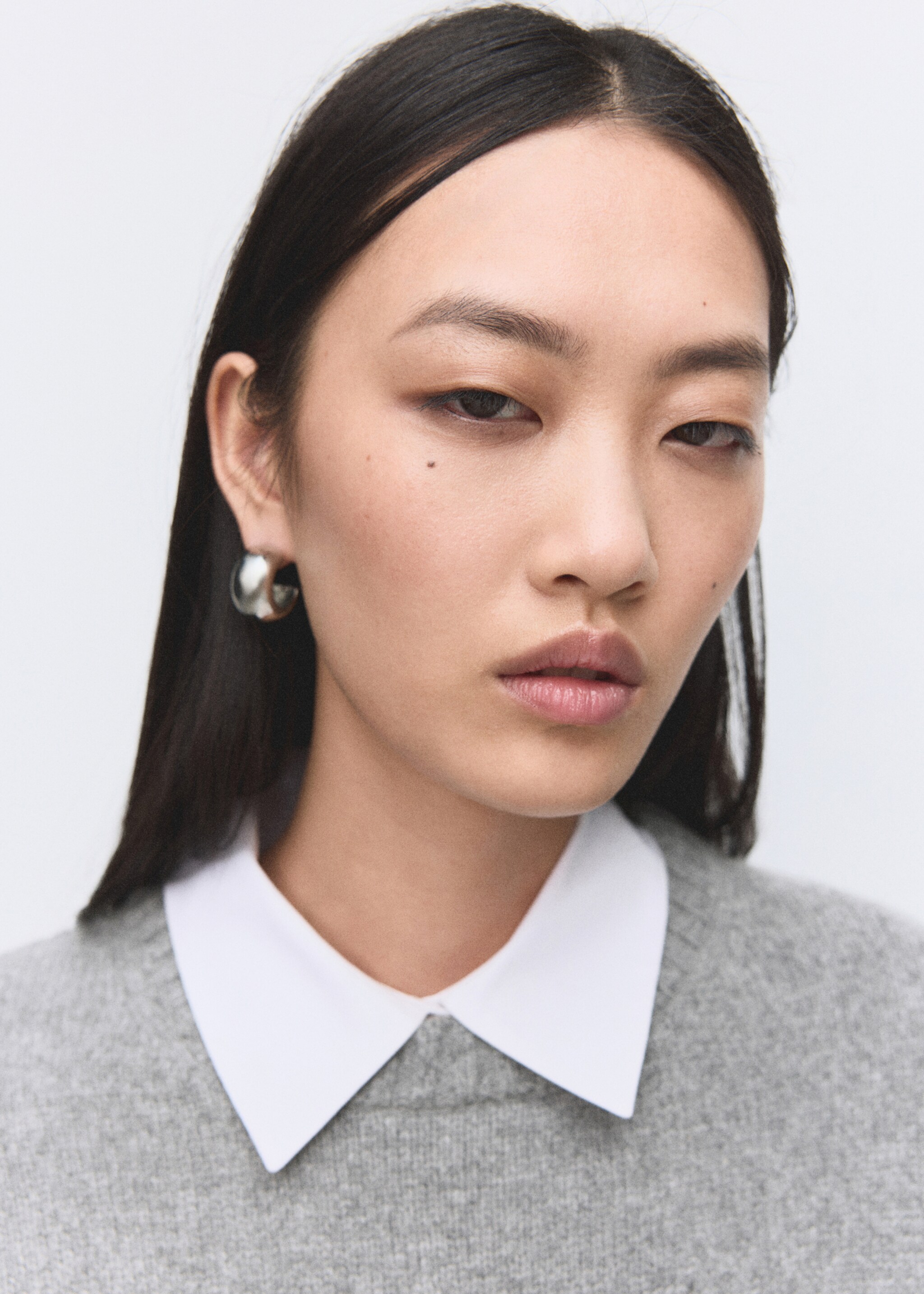 Wool-blend knit sweater - Details of the article 1, Medium Heather Grey. Ref: 27011286-00.