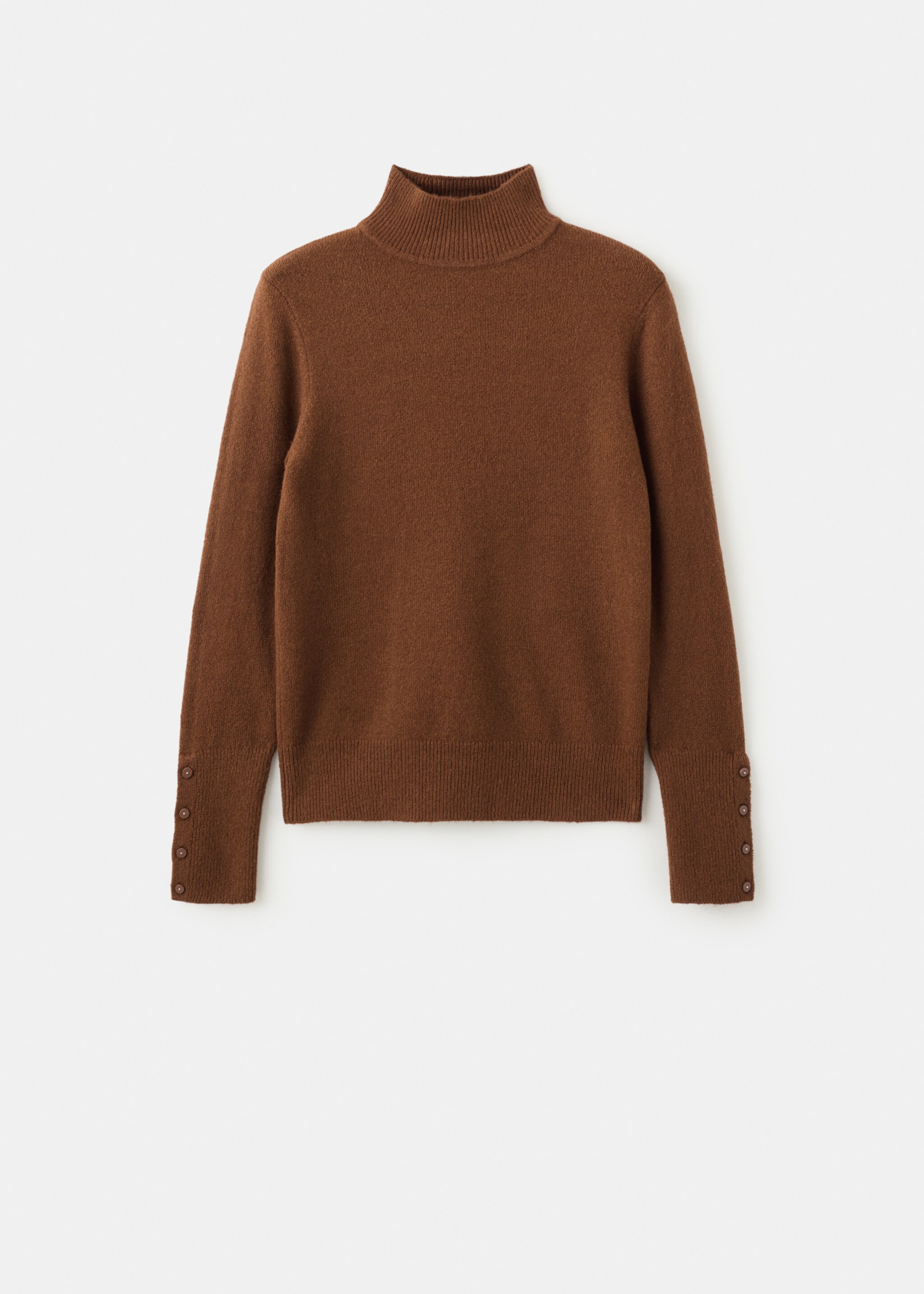 Sweater with buttoned cuffs and perkins collar - Article without model, Caramel. Ref: 27011288-00.