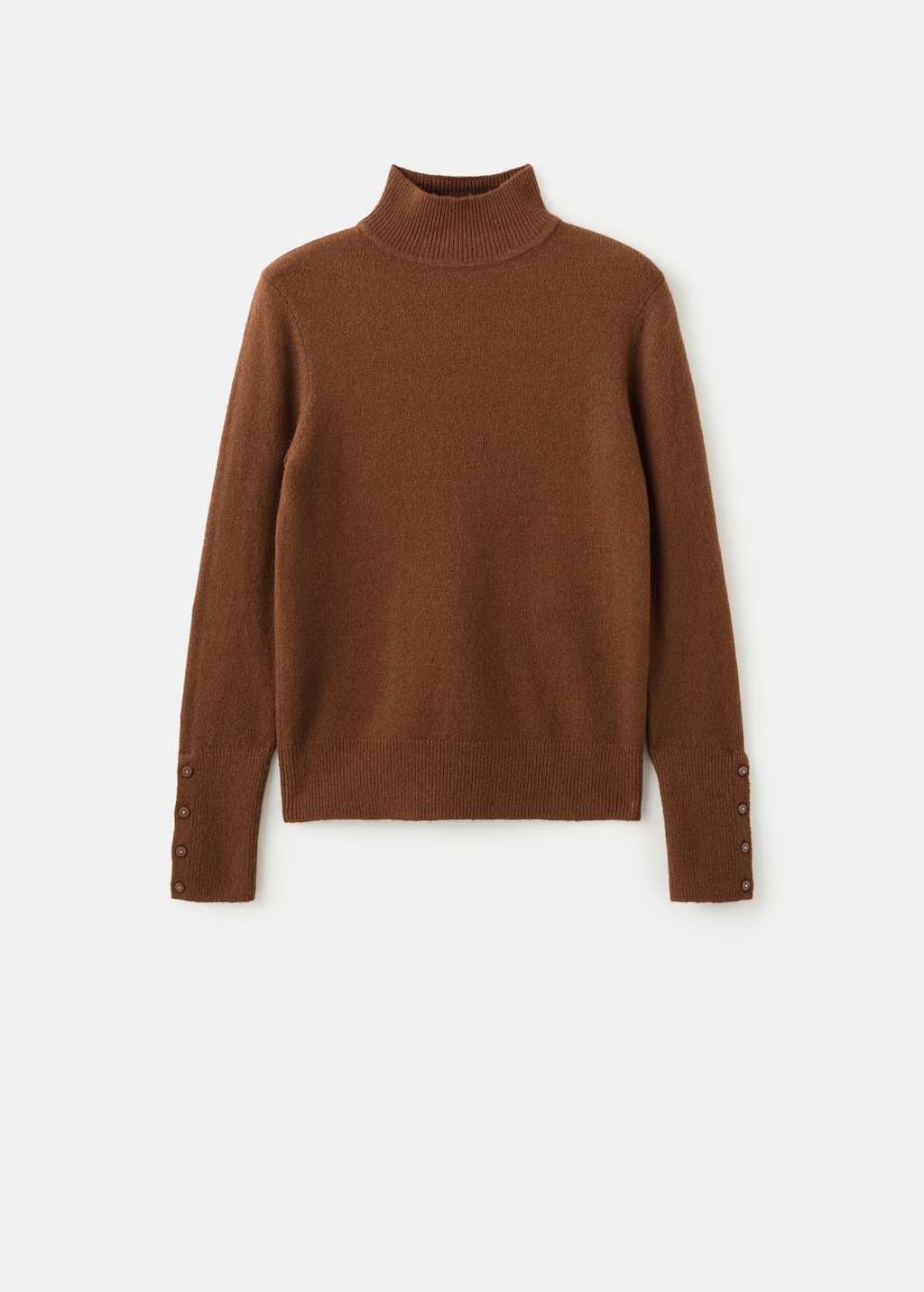 Sweater with buttoned cuffs and perkins collar