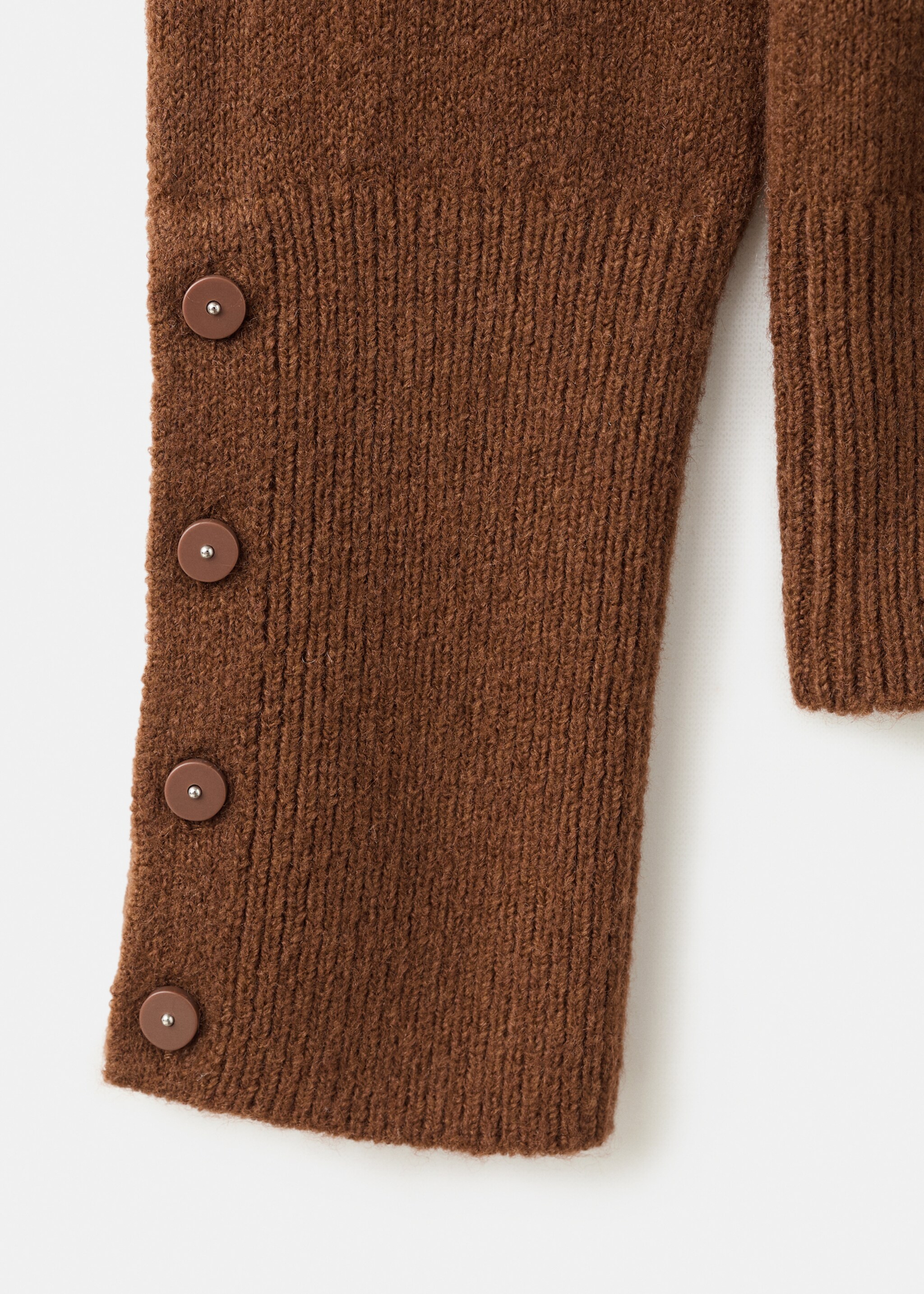 Sweater with buttoned cuffs and perkins collar - Details of the article 0, Caramel. Ref: 27011288-00.
