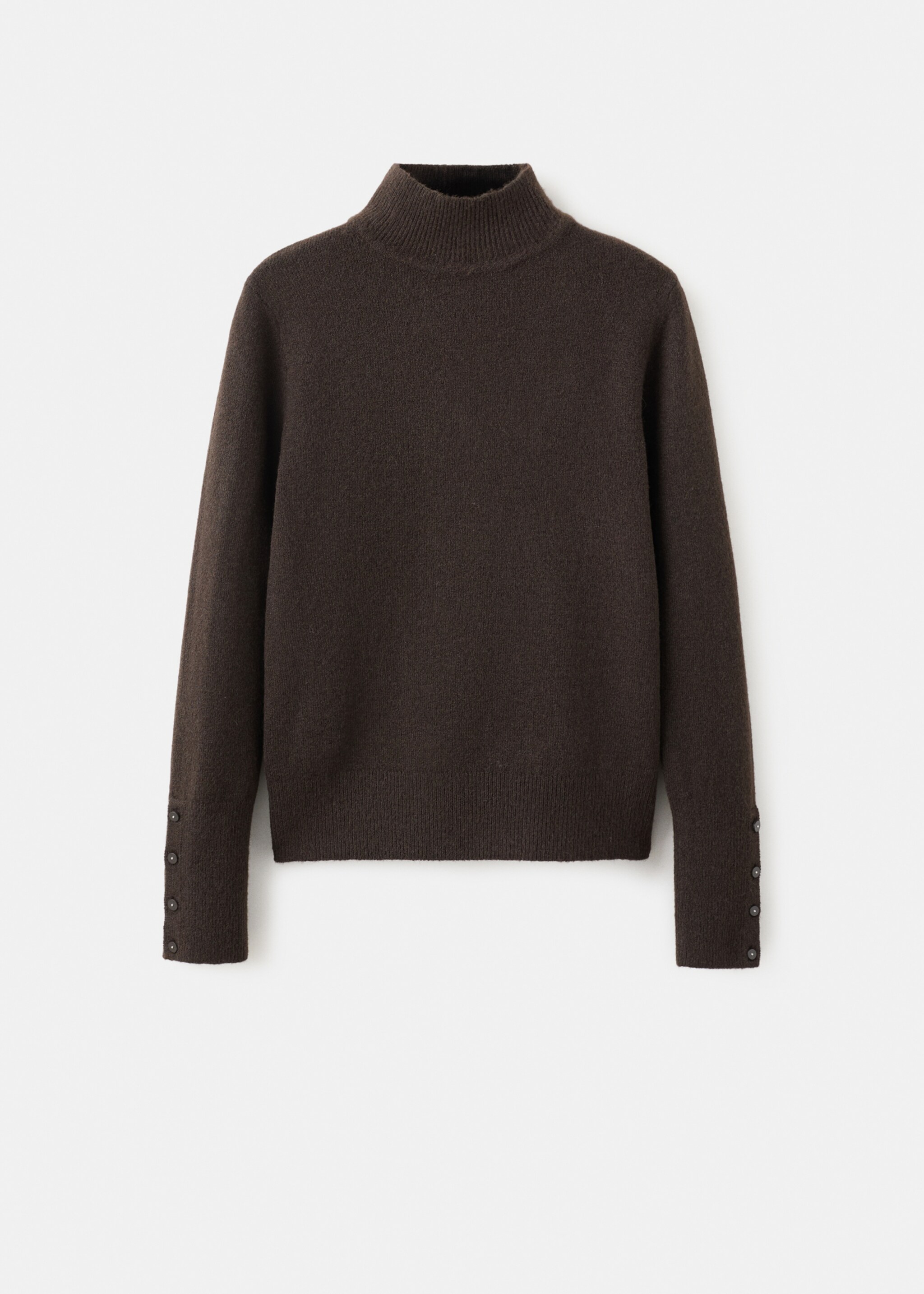 Pullover mit Perkins-Kragen und Knopfmanschetten - Artikel ohne Model, Schokolade. Ref: 27011288-00.