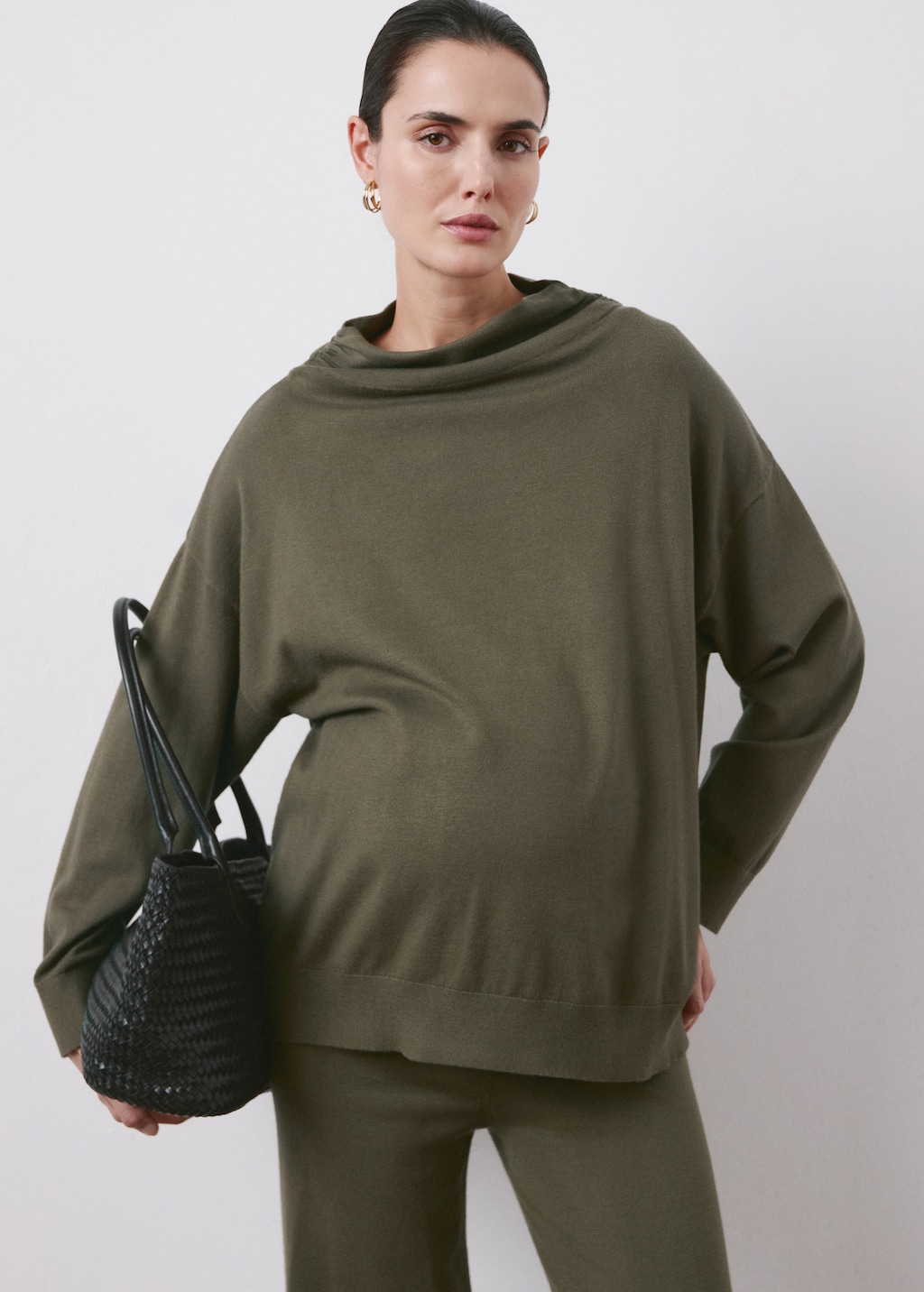 Mango Gathered perkins-neck sweater