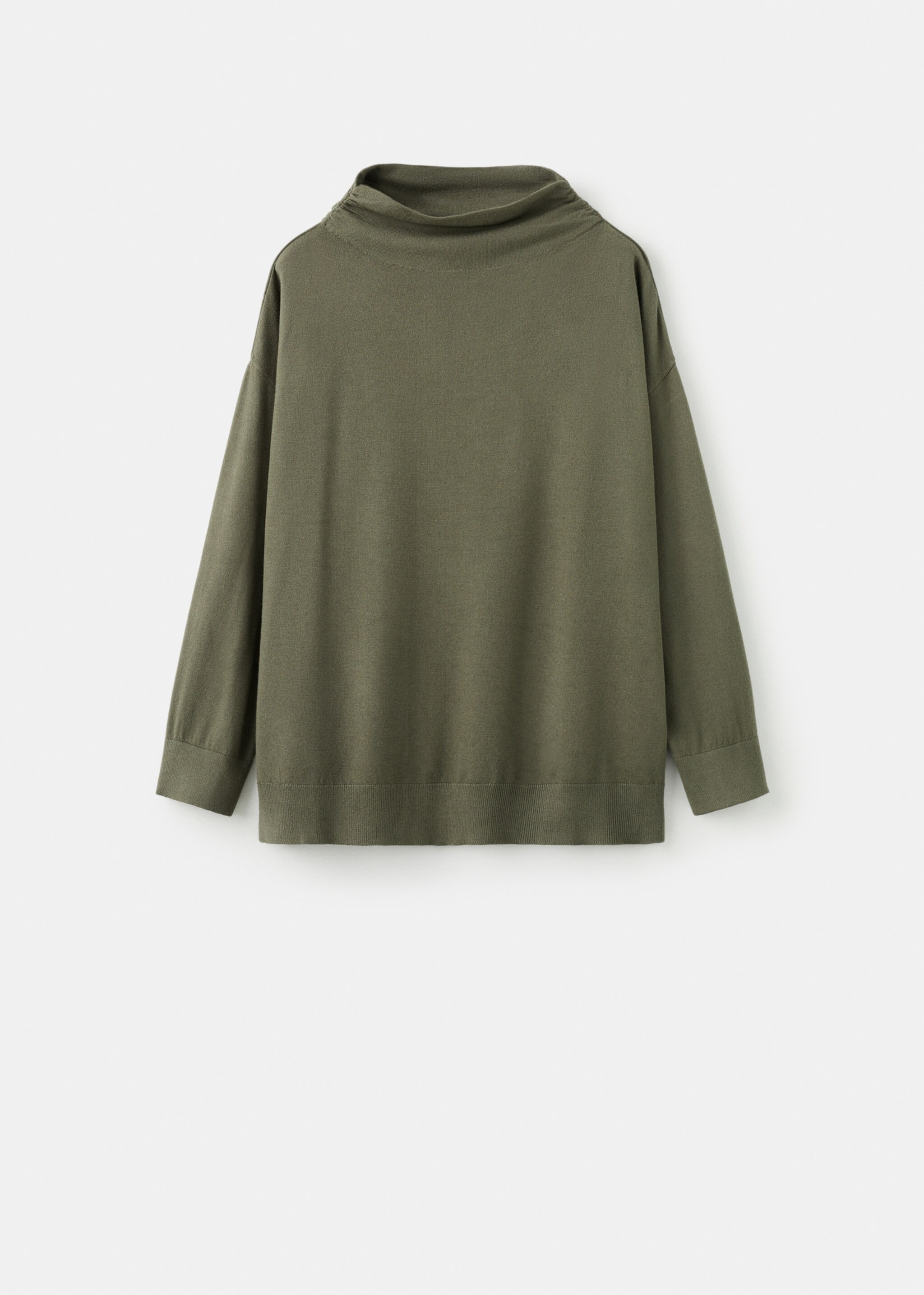 Gathered perkins-neck sweater - Article without model, Khaki. Ref: 27011291-00.