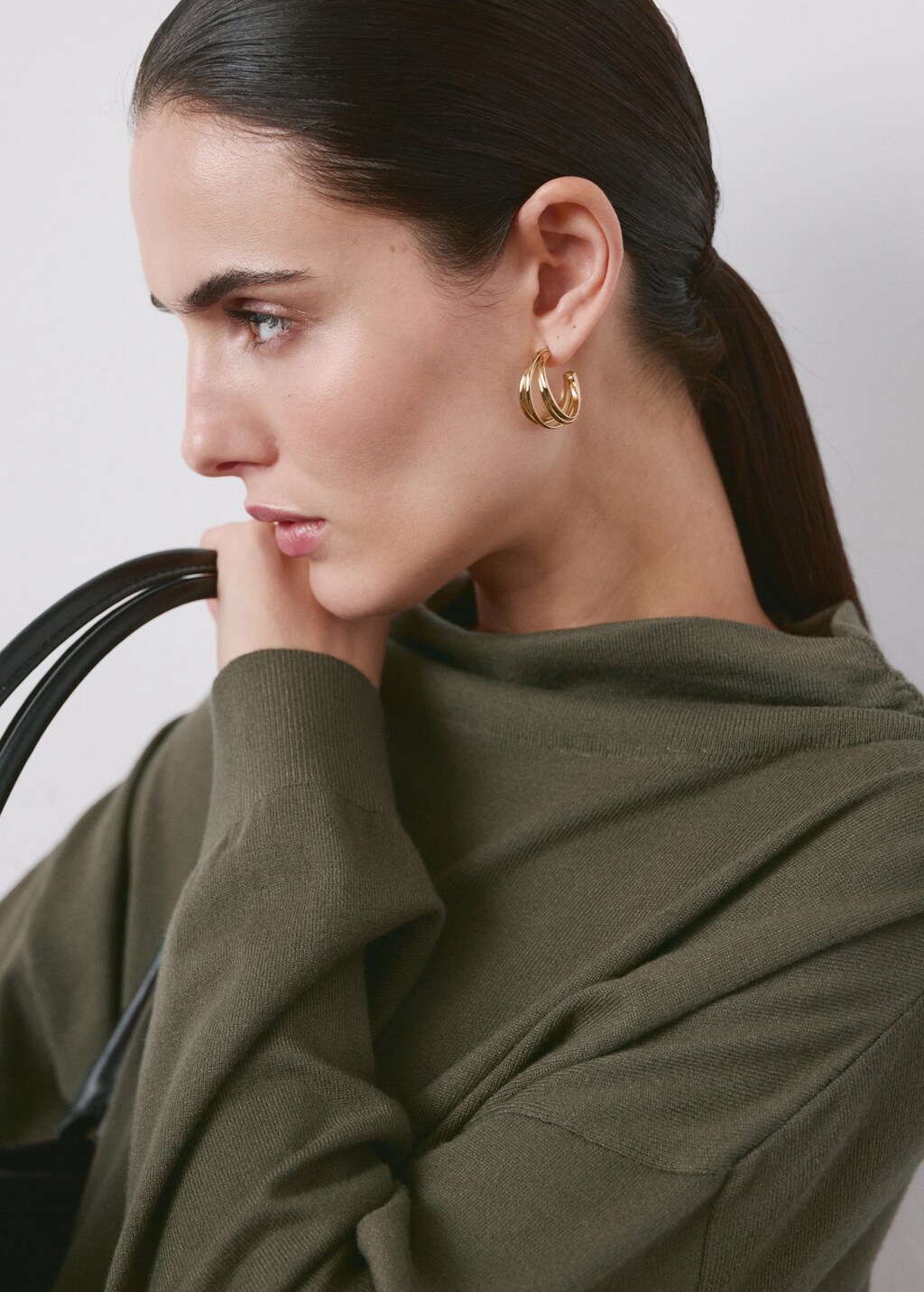 Mango Gathered perkins-neck sweater