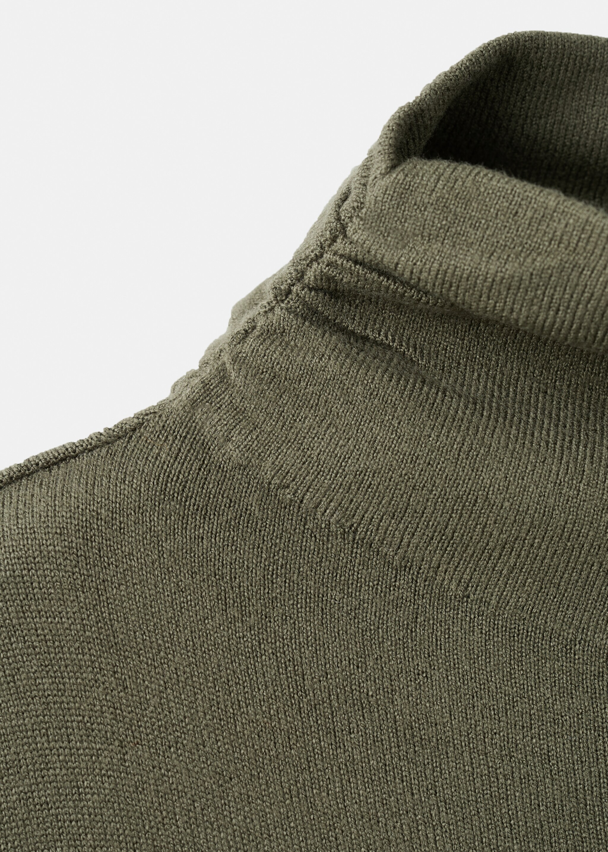 Gathered perkins-neck sweater - Details of the article 8, Khaki. Ref: 27011291-00.