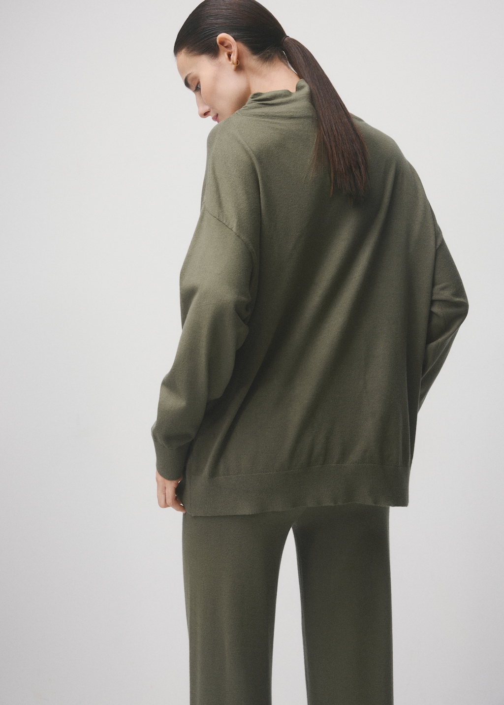 Mango Gathered perkins-neck sweater