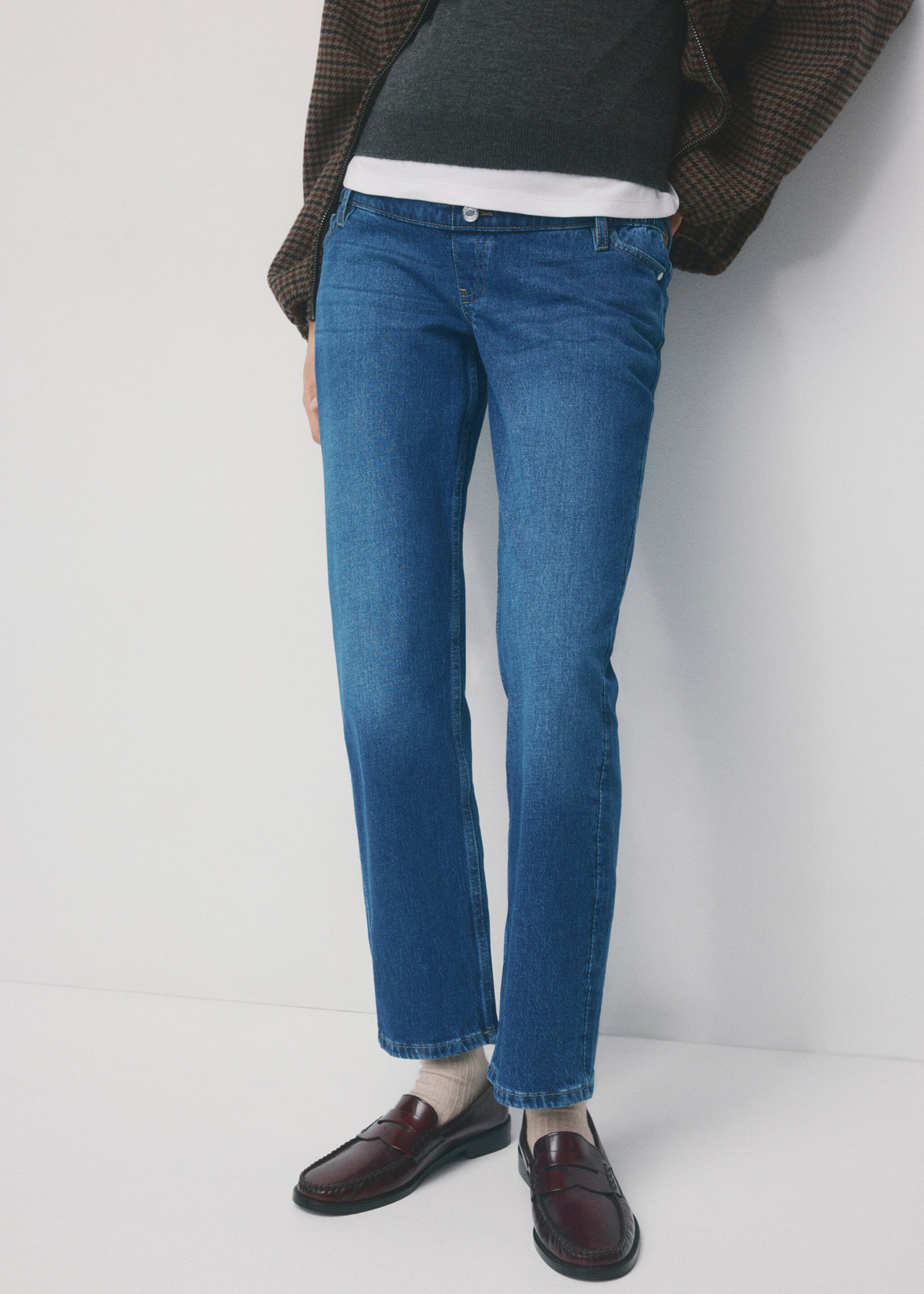 Maternity Straight Jeans - Medium plane, Dark Blue. Ref: 27011294-00.