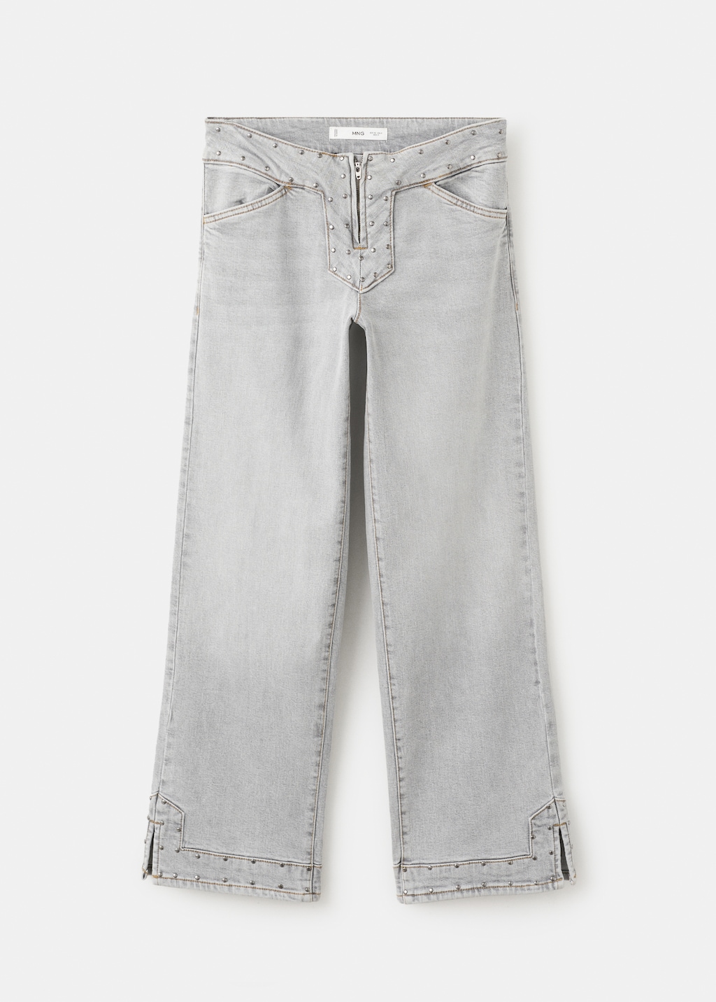 Low-waist studded jeans