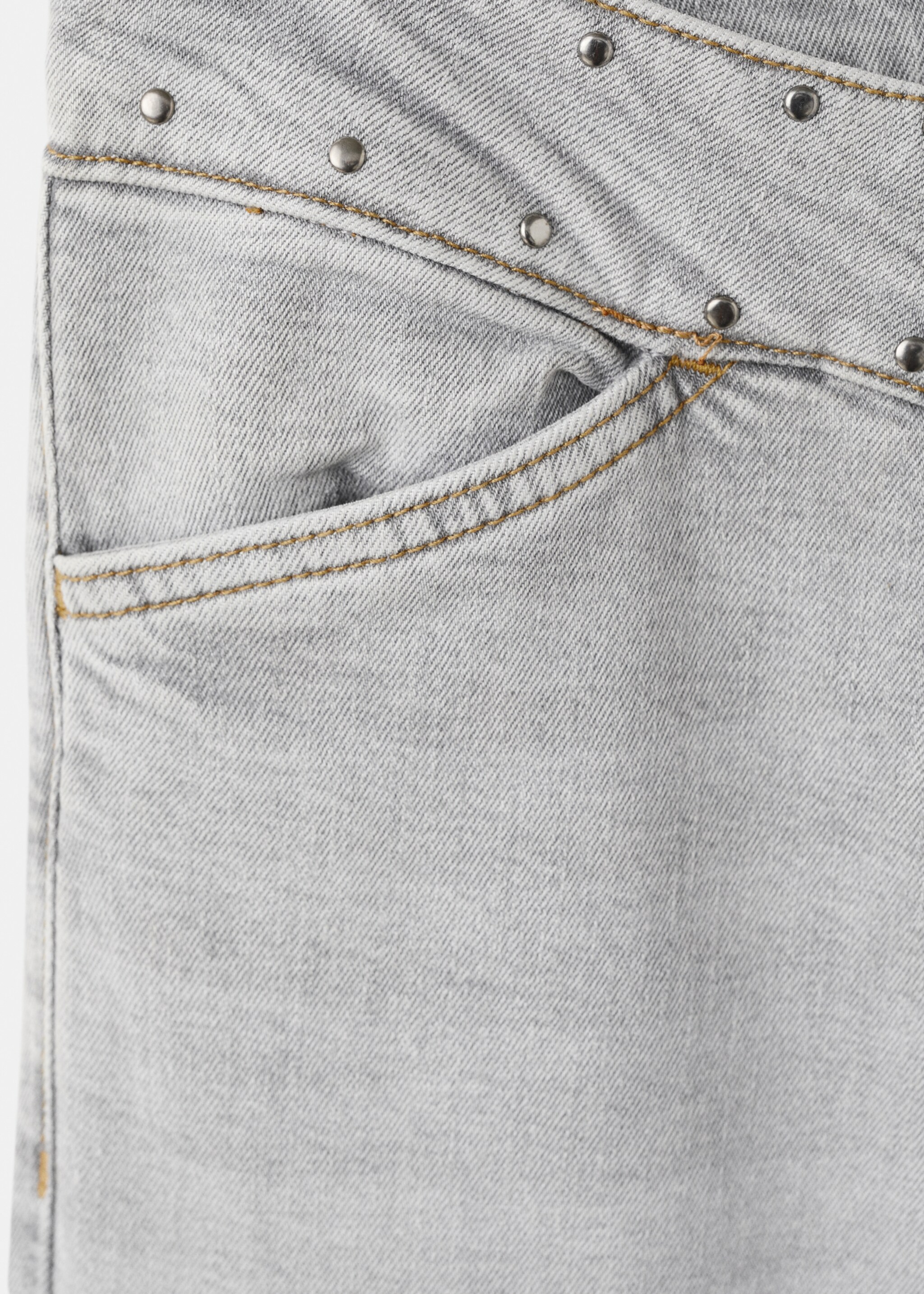 Low-waist studded jeans - Details of the article 0, Denim Grey. Ref: 27011296-00.