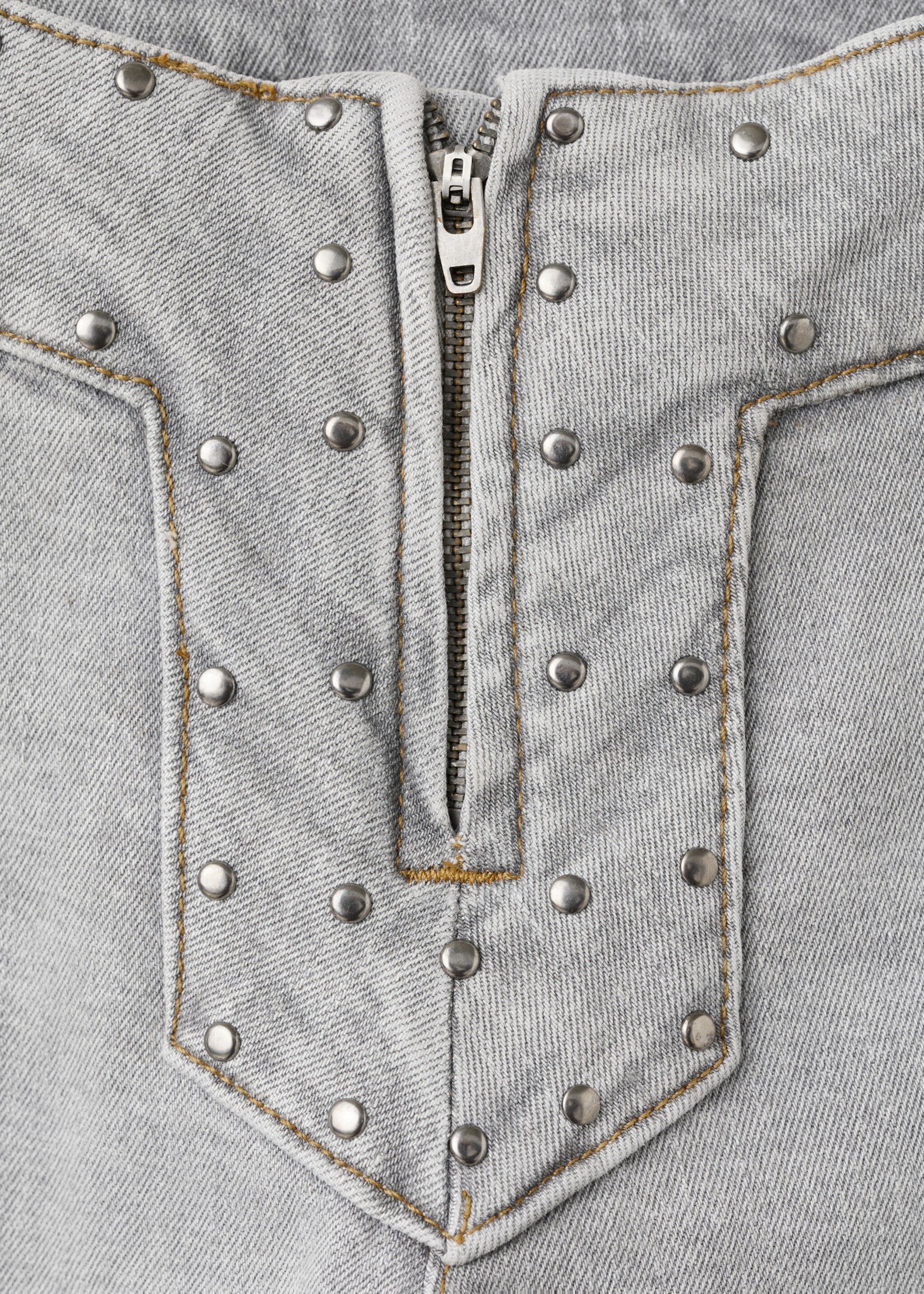 Low-waist studded jeans - Details of the article 8, Denim Grey. Ref: 27011296-00.