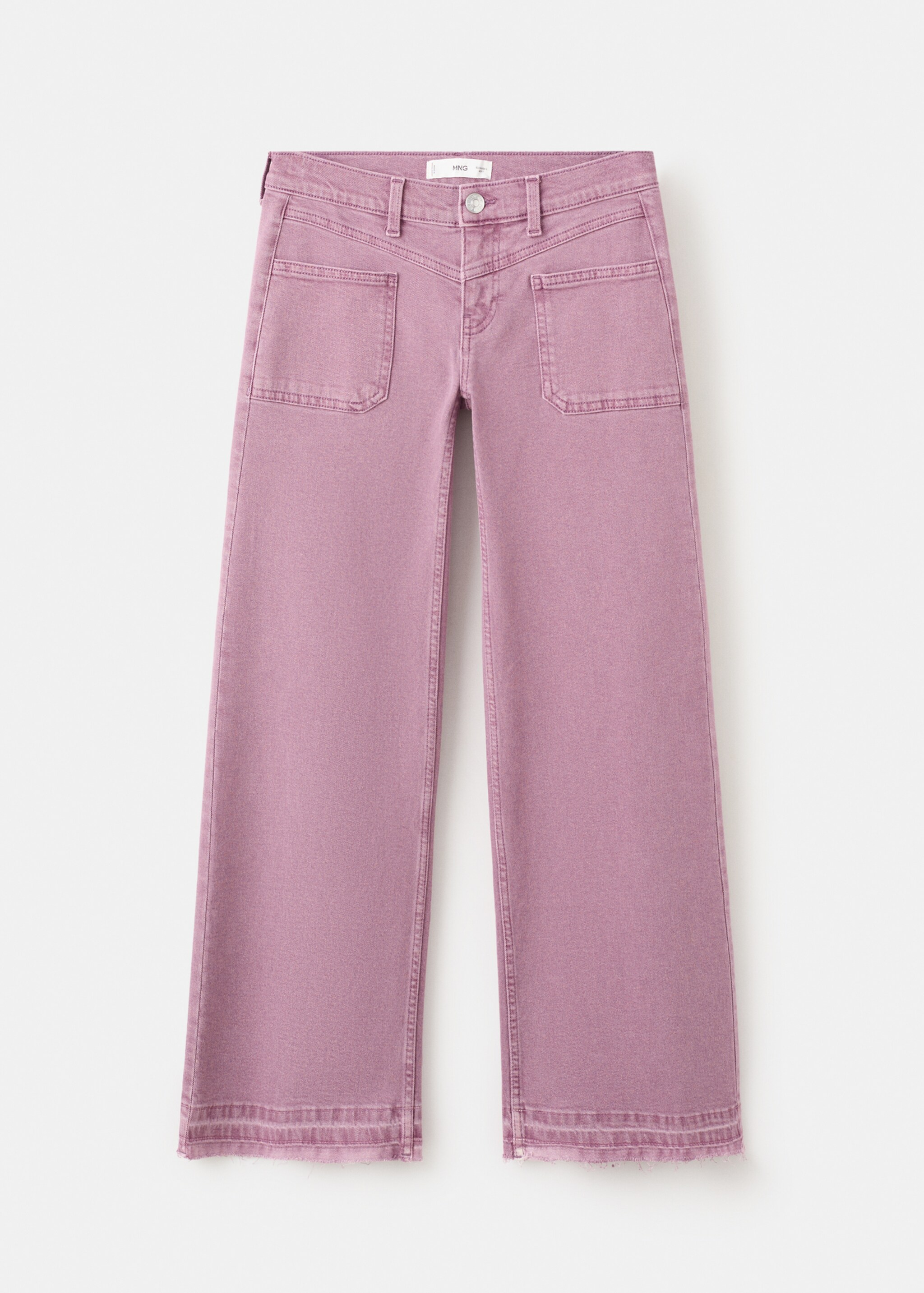 Frayed hem straight jeans - Article without model, Pale Pink. Ref: 27011298-00.