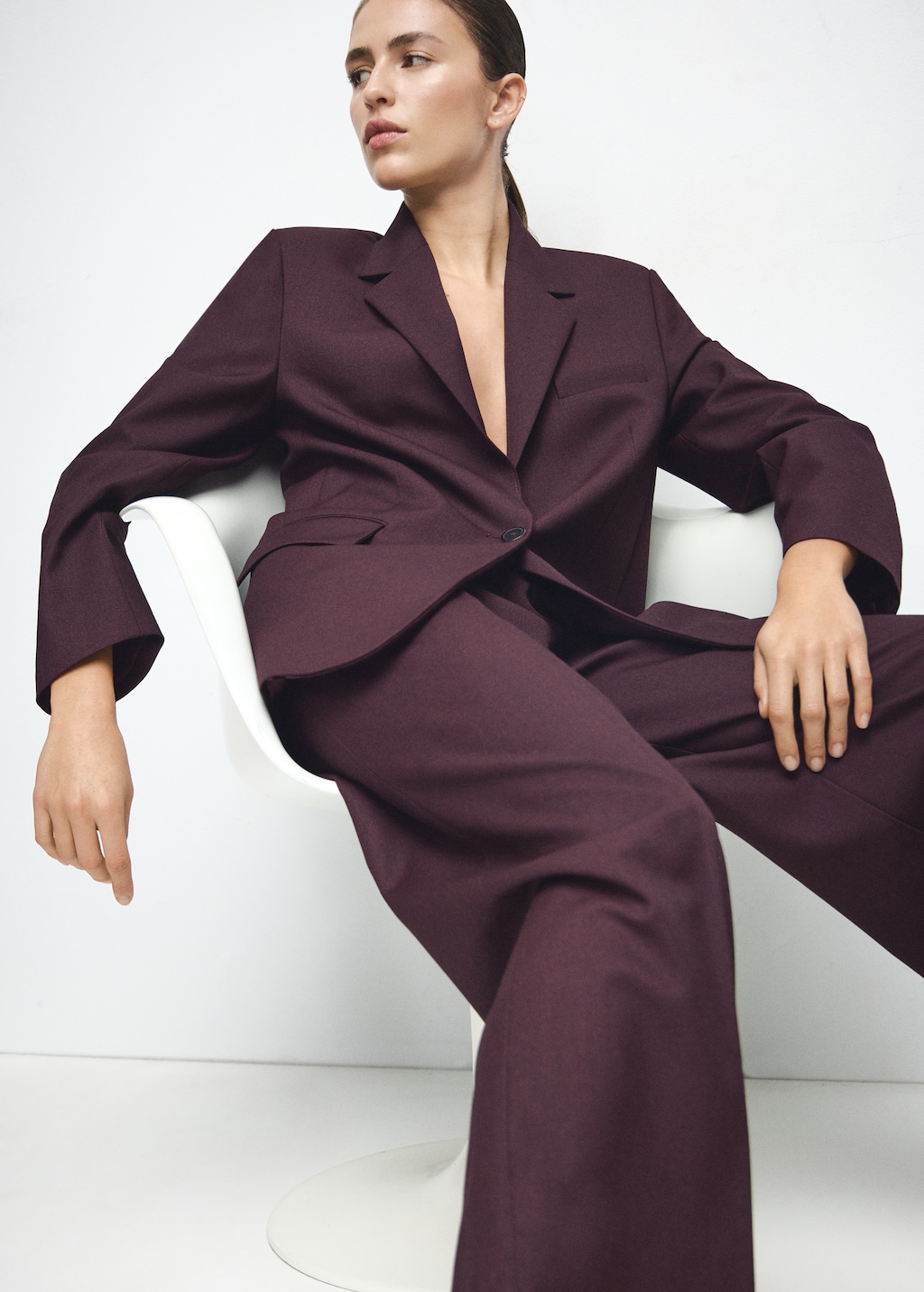 Wide leg suit trousers