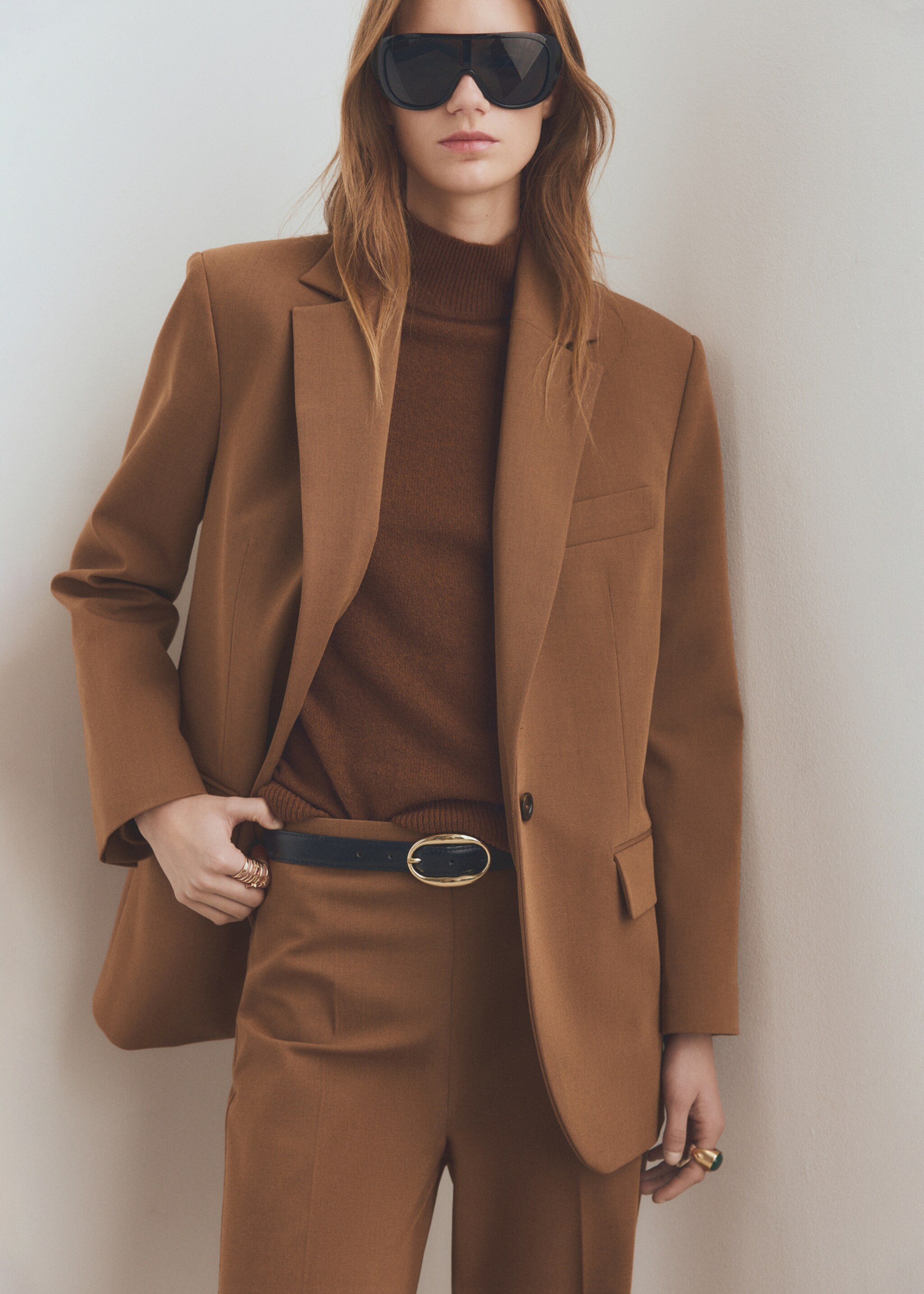 Wide leg suit trousers - Medium plane, Caramel. Ref: 27011300-00.