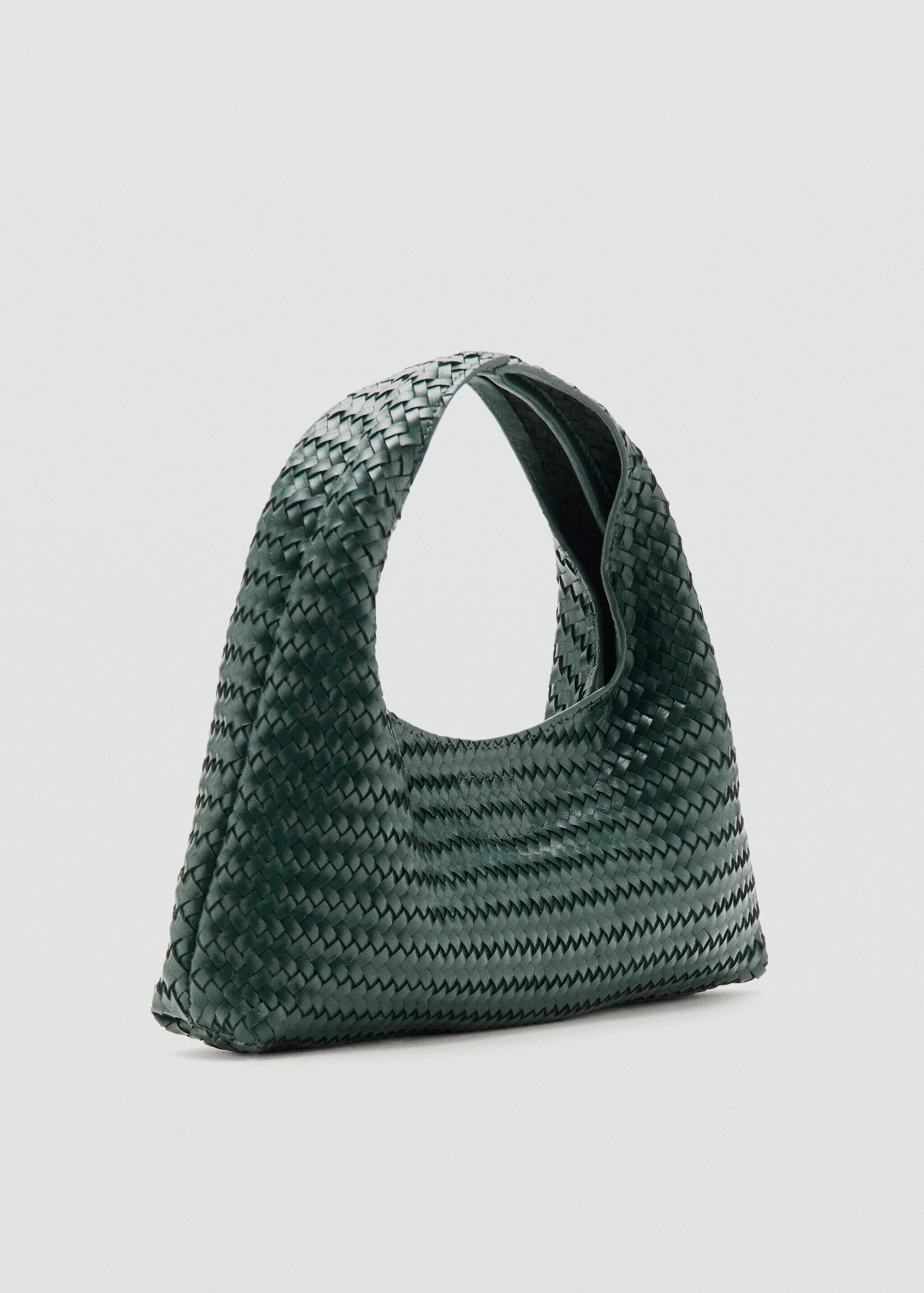 Mini sac à main cuir tressé - Plan moyen, Vert foncé. Ref: 27011301-00.