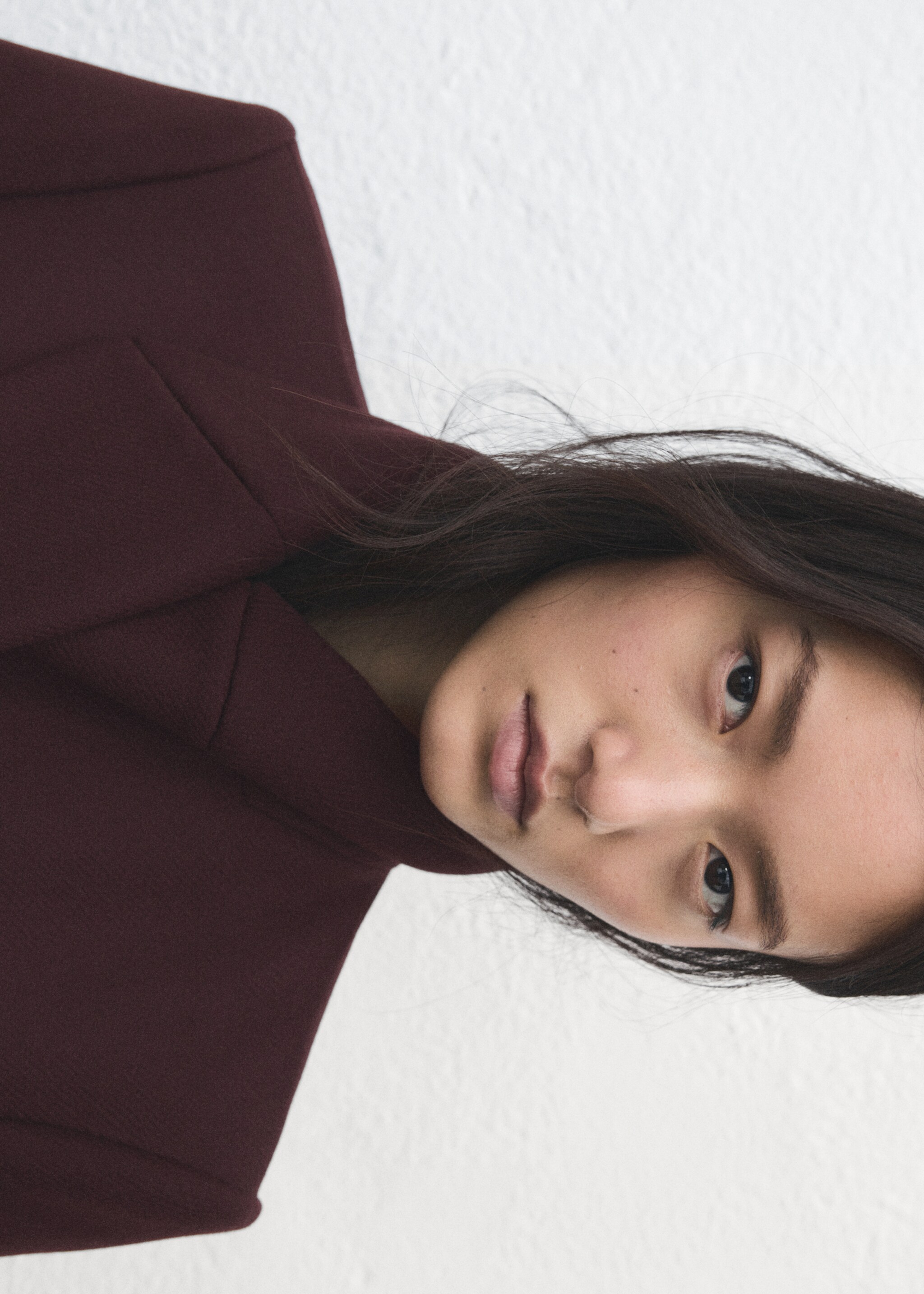 Manteco wool coat with fur collar - Details of the article 1, Maroon. Ref: 27011303-00.