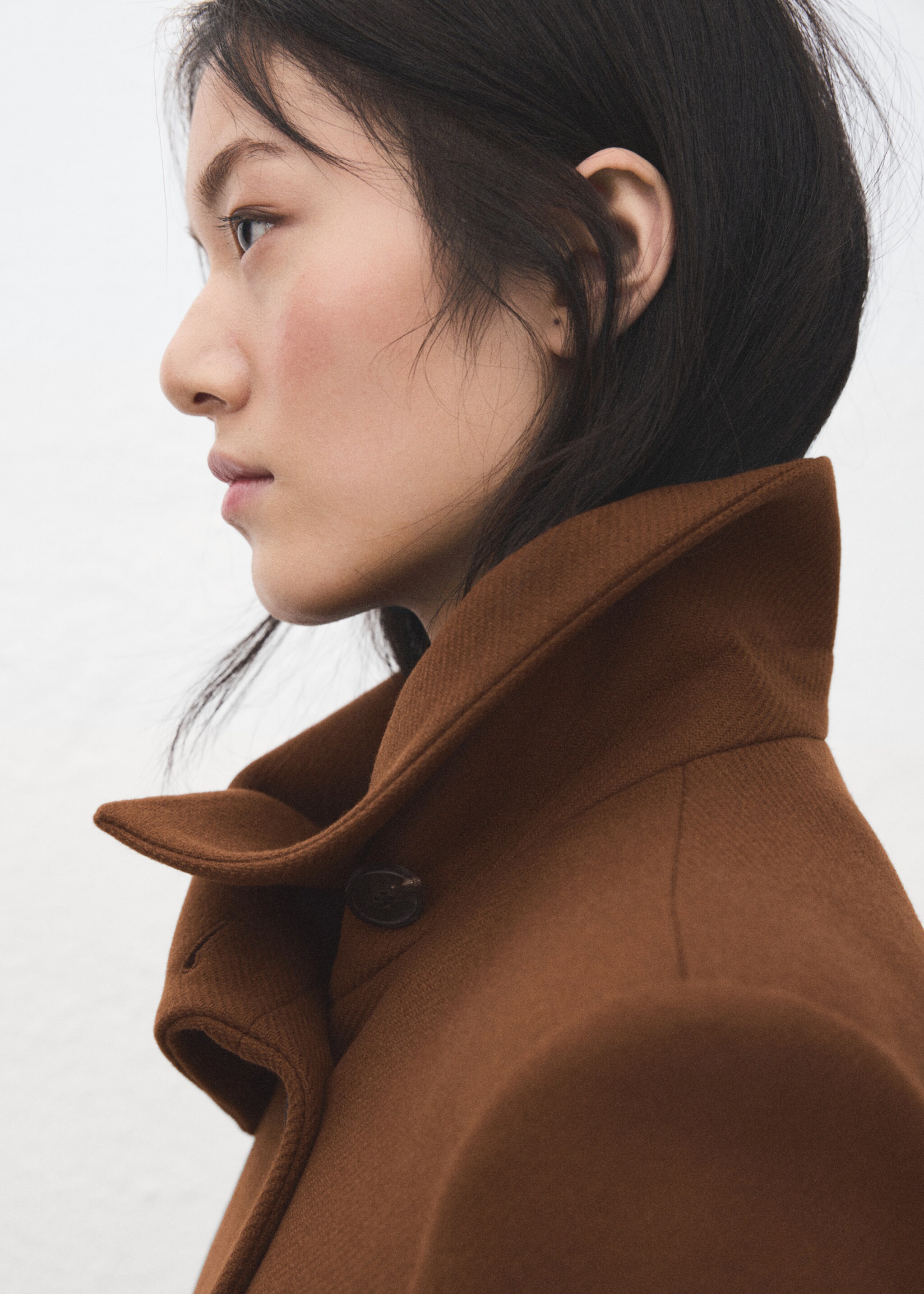 Manteco wool coat with belt - Details of the article 1, Medium Brown. Ref: 27011305-00.