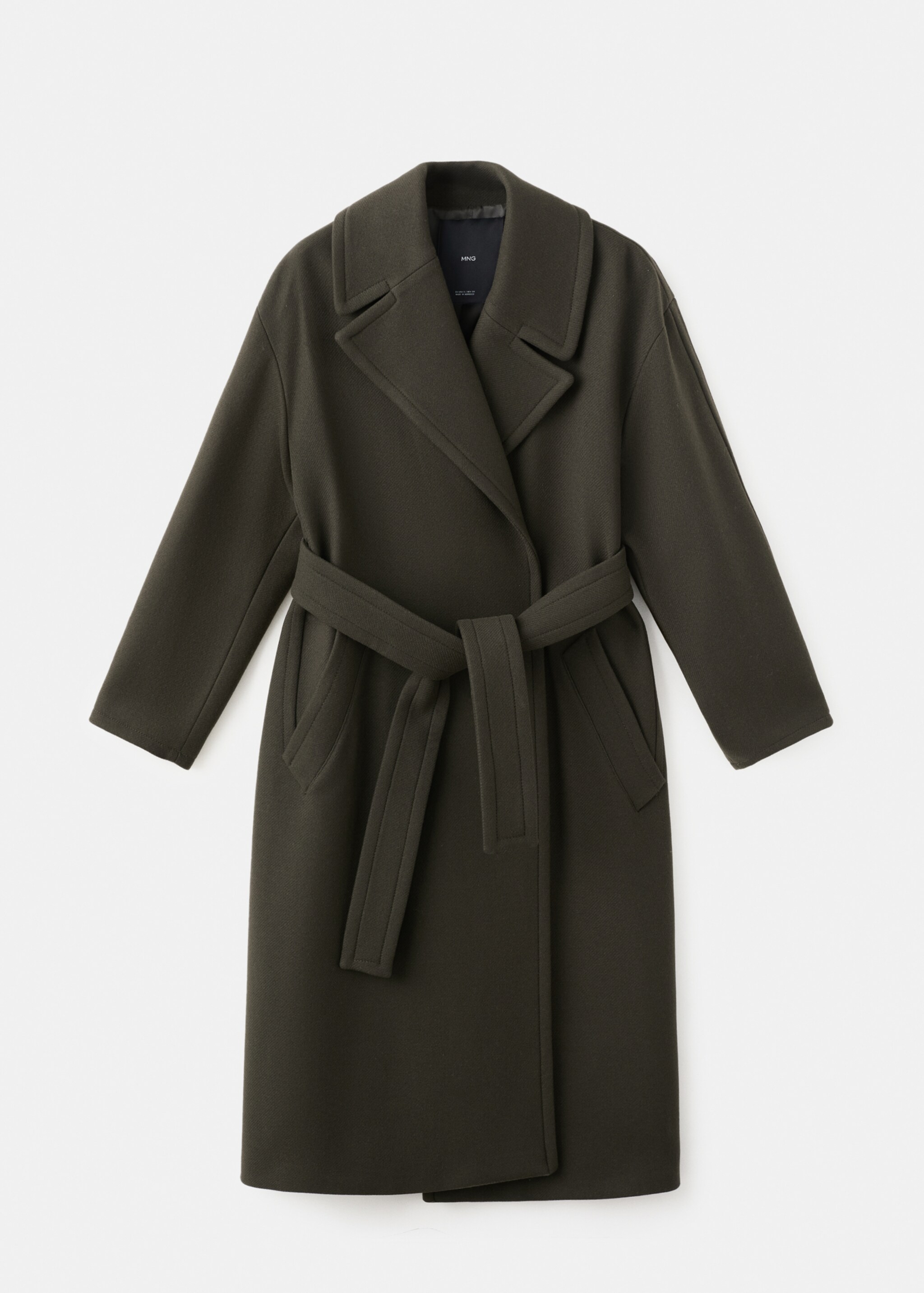 Manteco wool coat with belt - Article without model, Khaki. Ref: 27011307-00.