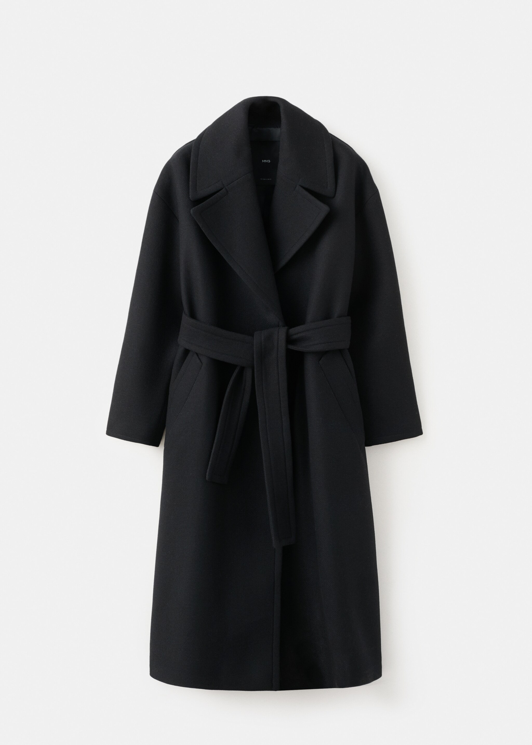 Manteco wool coat with belt - Article without model, Black. Ref: 27011308-00.