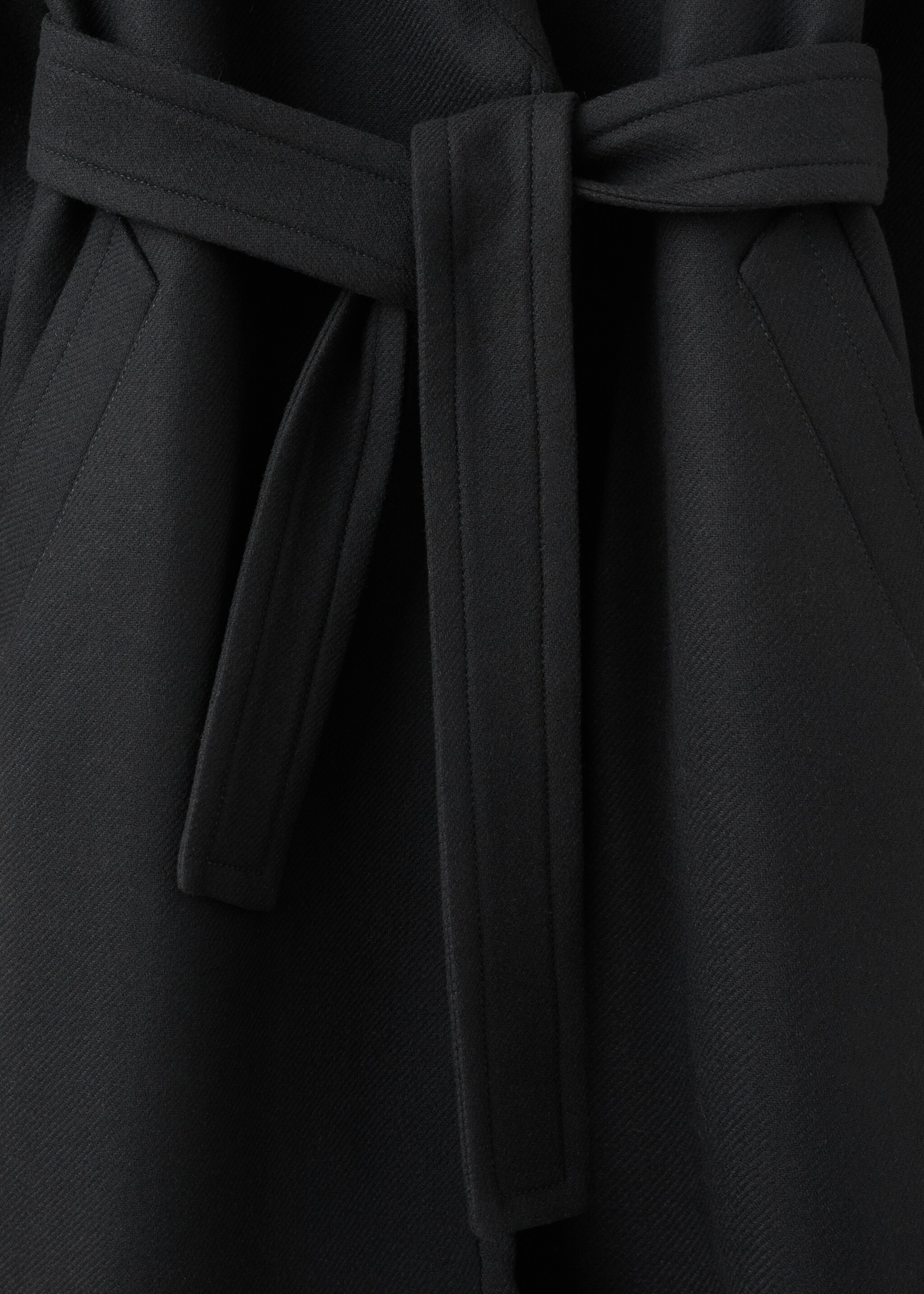 Manteco wool coat with belt - Details of the article 0, Black. Ref: 27011308-00.