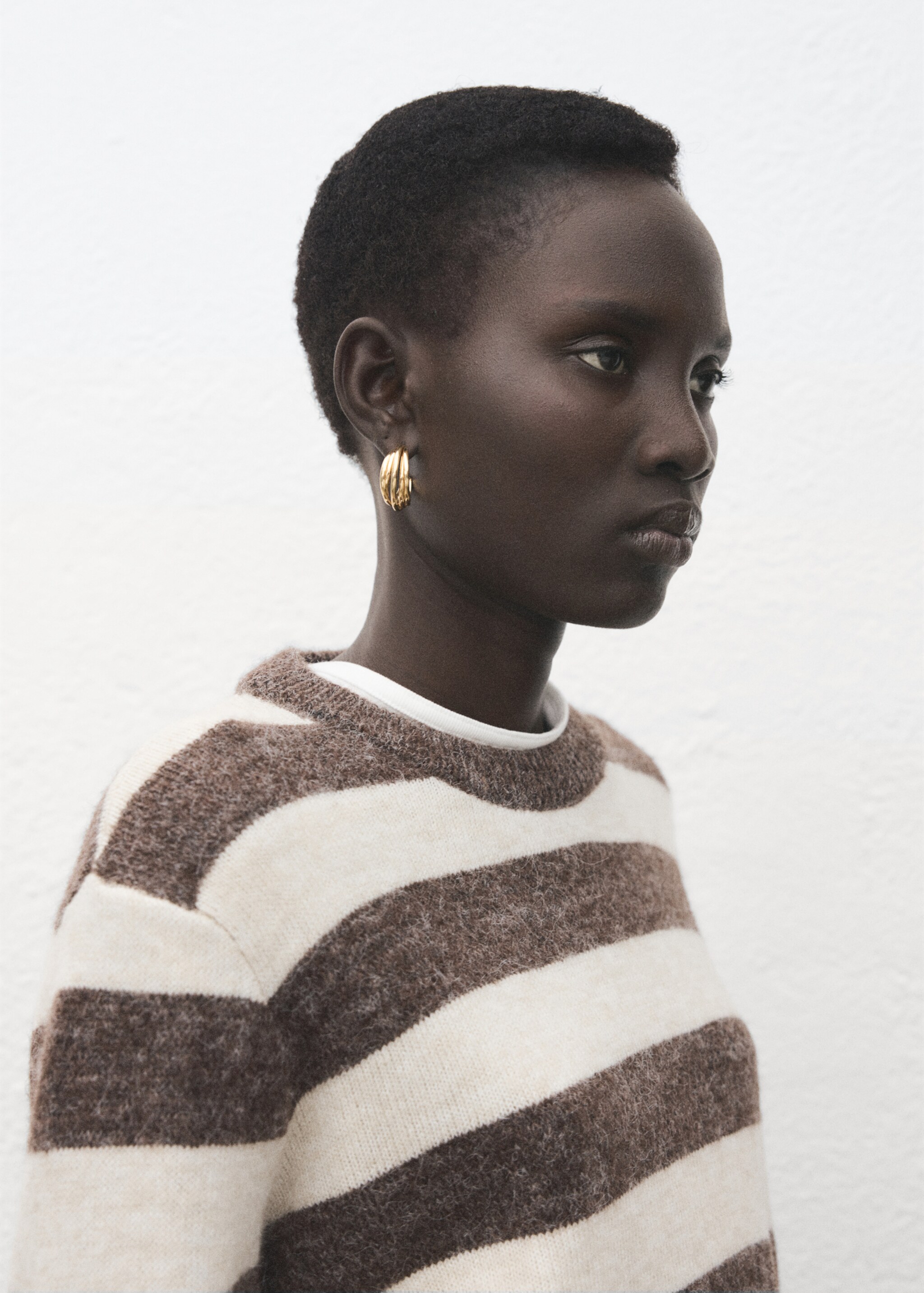 Knit striped sweater - Details of the article 1, Brown. Ref: 27011310-00.