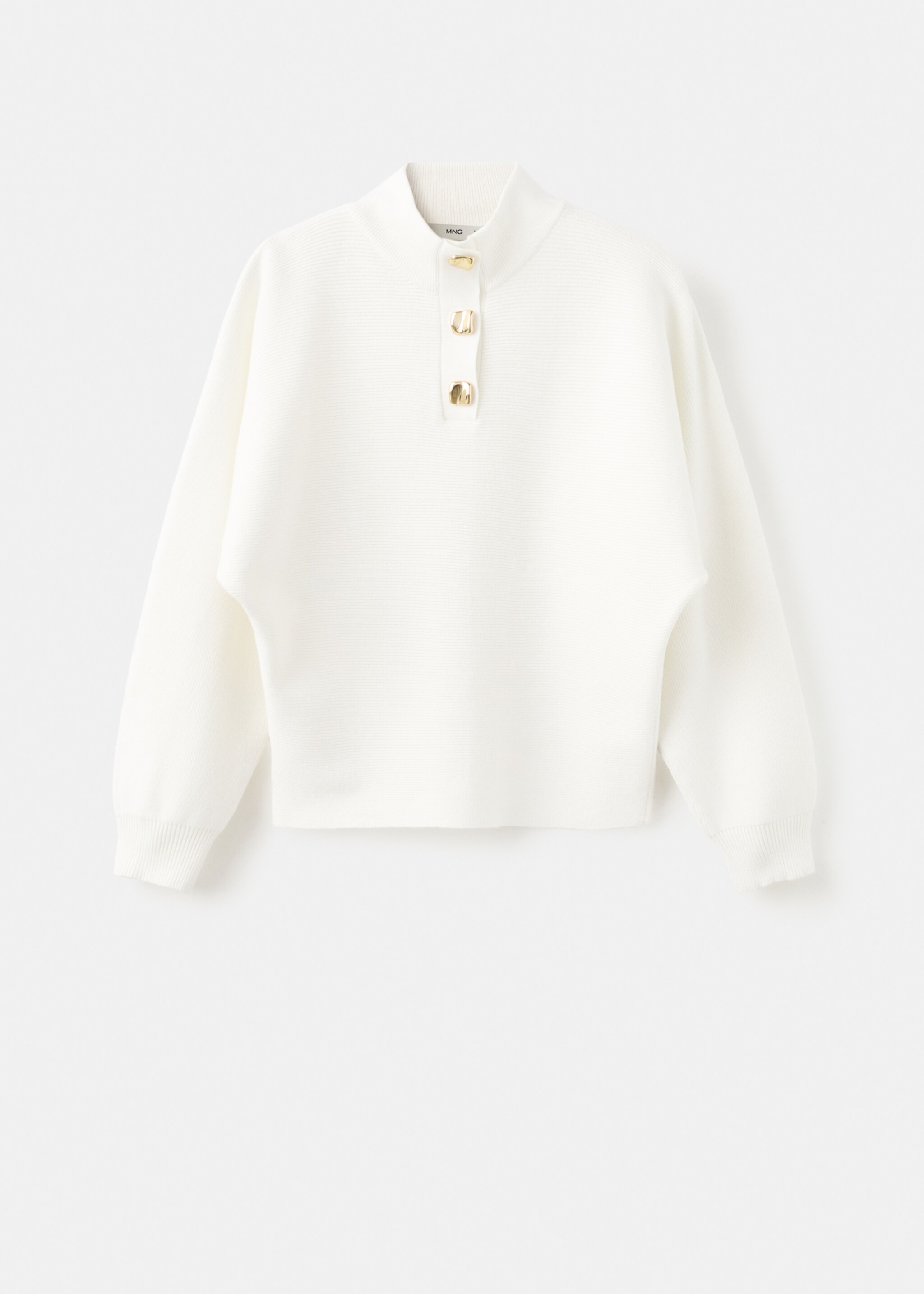 Turtleneck sweater with jewel buttons - Article without model, Ecru. Ref: 27011312-00.