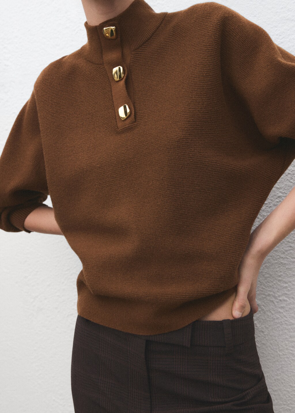 Mango Turtleneck sweater with jewel buttons