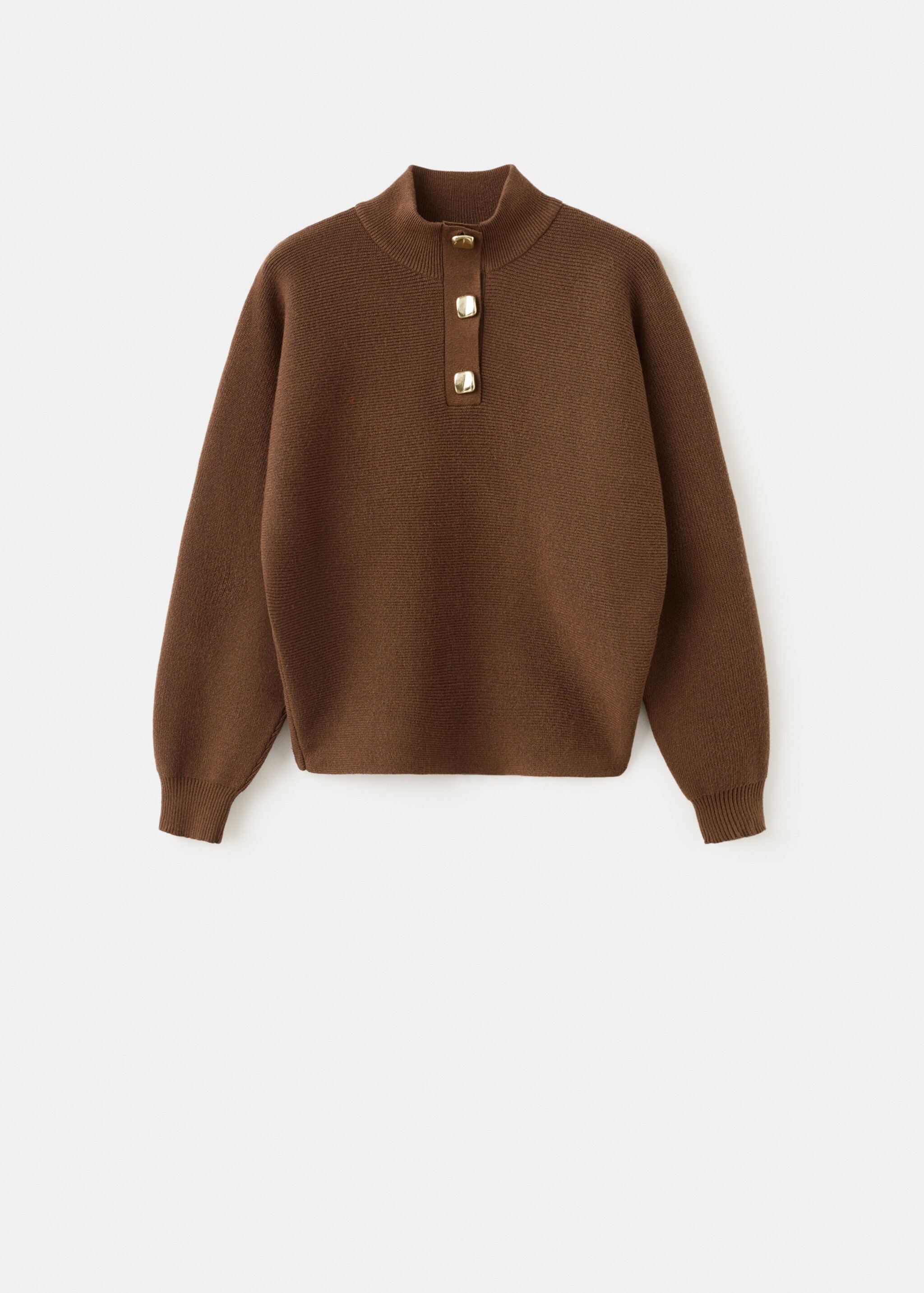 Turtleneck sweater with jewel buttons - Article without model, Brown. Ref: 27011312-00.
