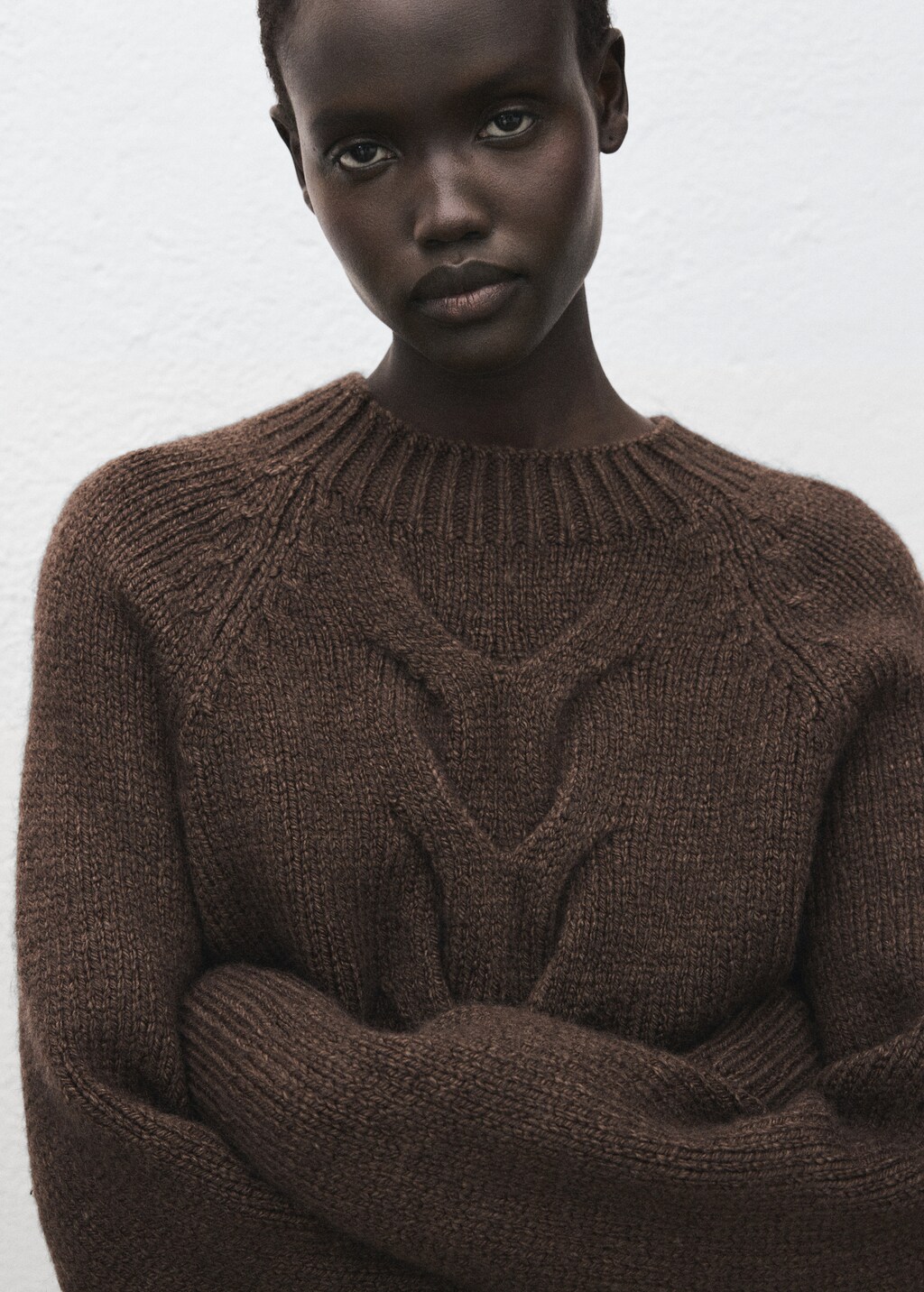 Mango Braided sweater with perkins neck