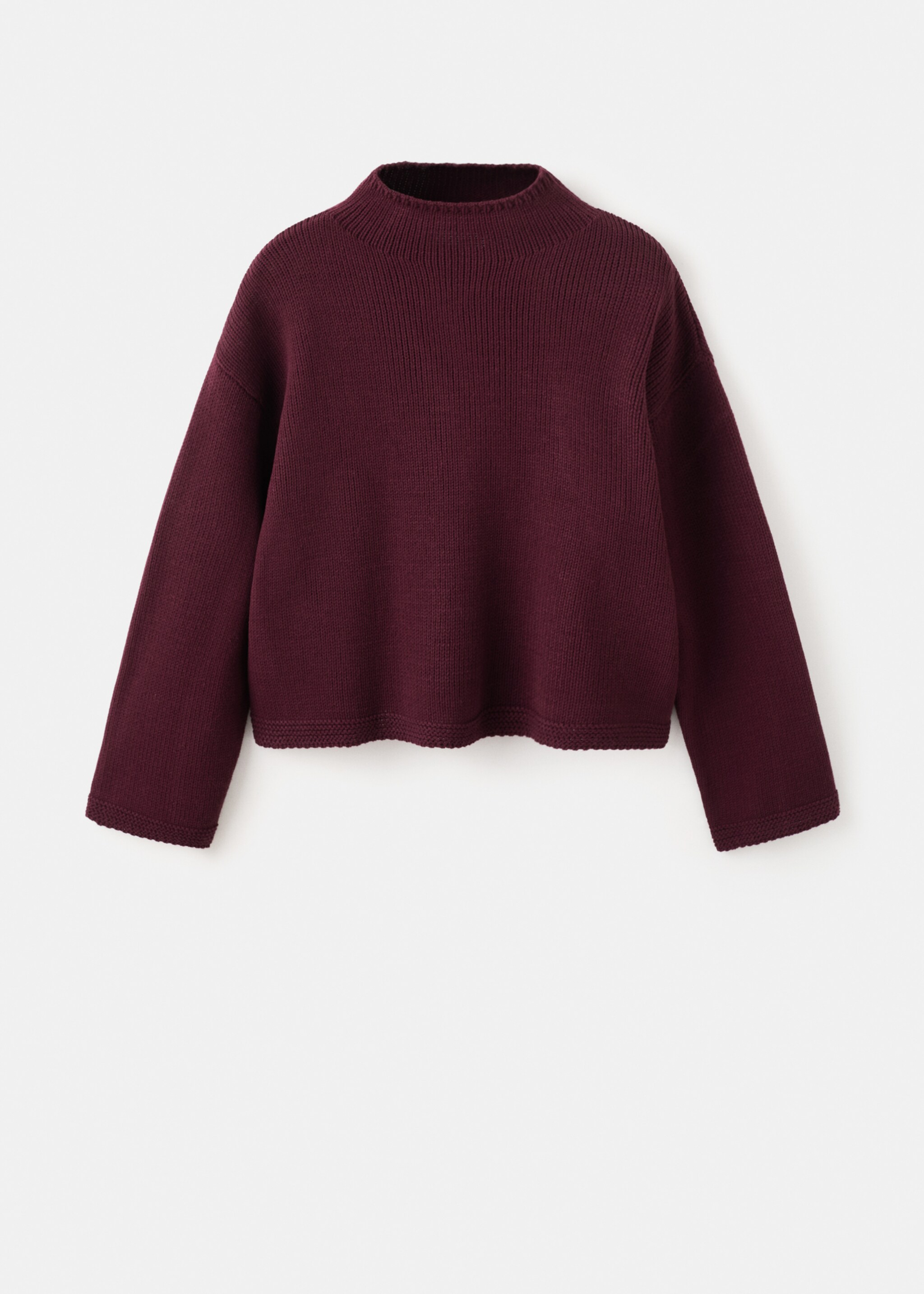 Knitted sweater with perkins neck - Article without model, Wine. Ref: 27011316-00.