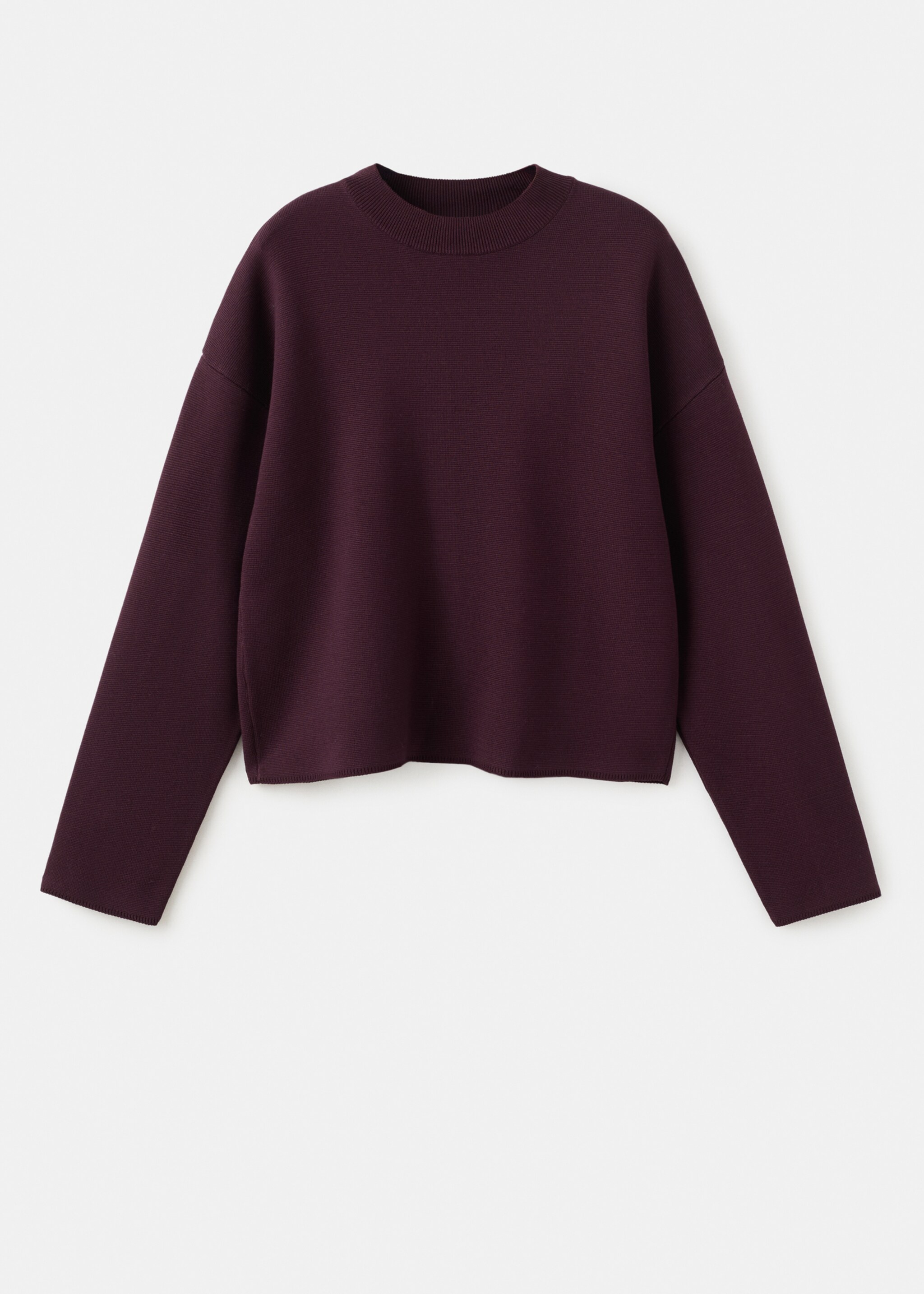 Round-neck knitted sweater - Article without model, Wine. Ref: 27011318-00.