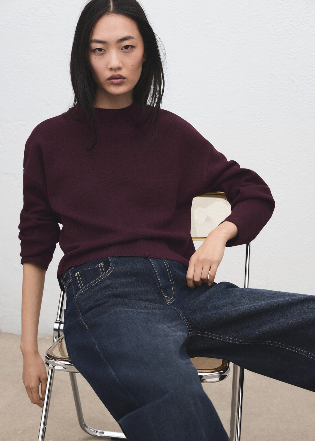 Mango Round-neck knitted sweater