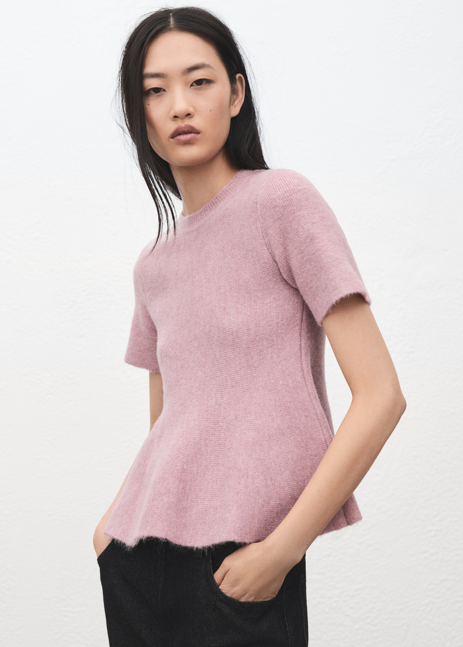 Short-sleeved peplum jersey - Medium plane