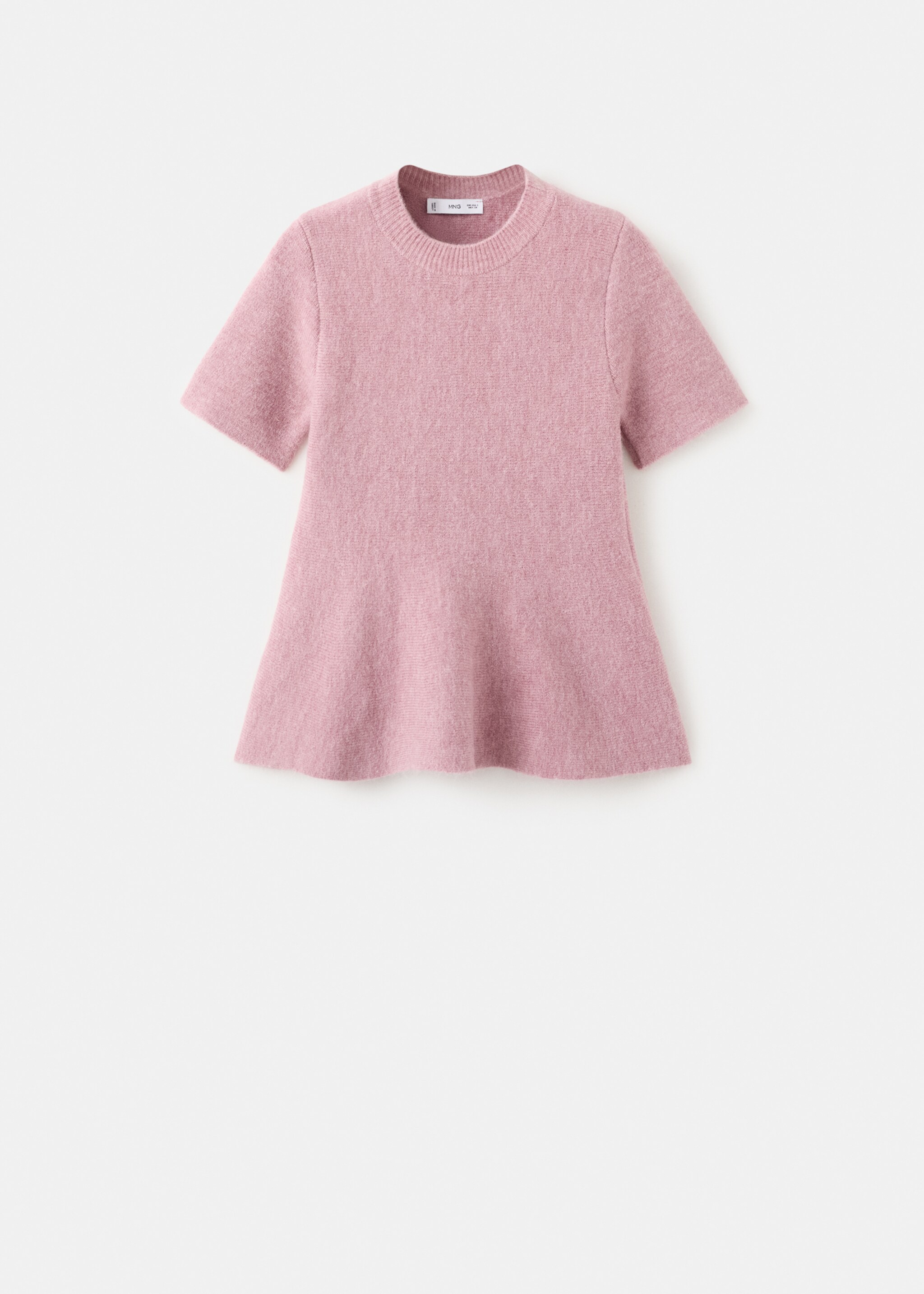 Short-sleeved peplum jersey - Article without model, Pastel Pink. Ref: 27011319-00.