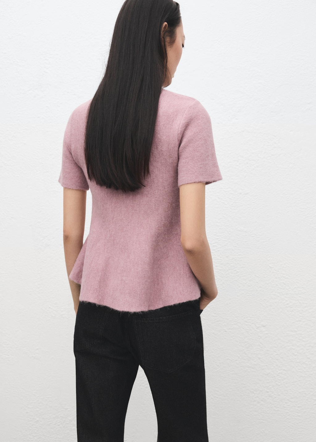 Short-sleeved peplum jersey - Women | MANGO USA