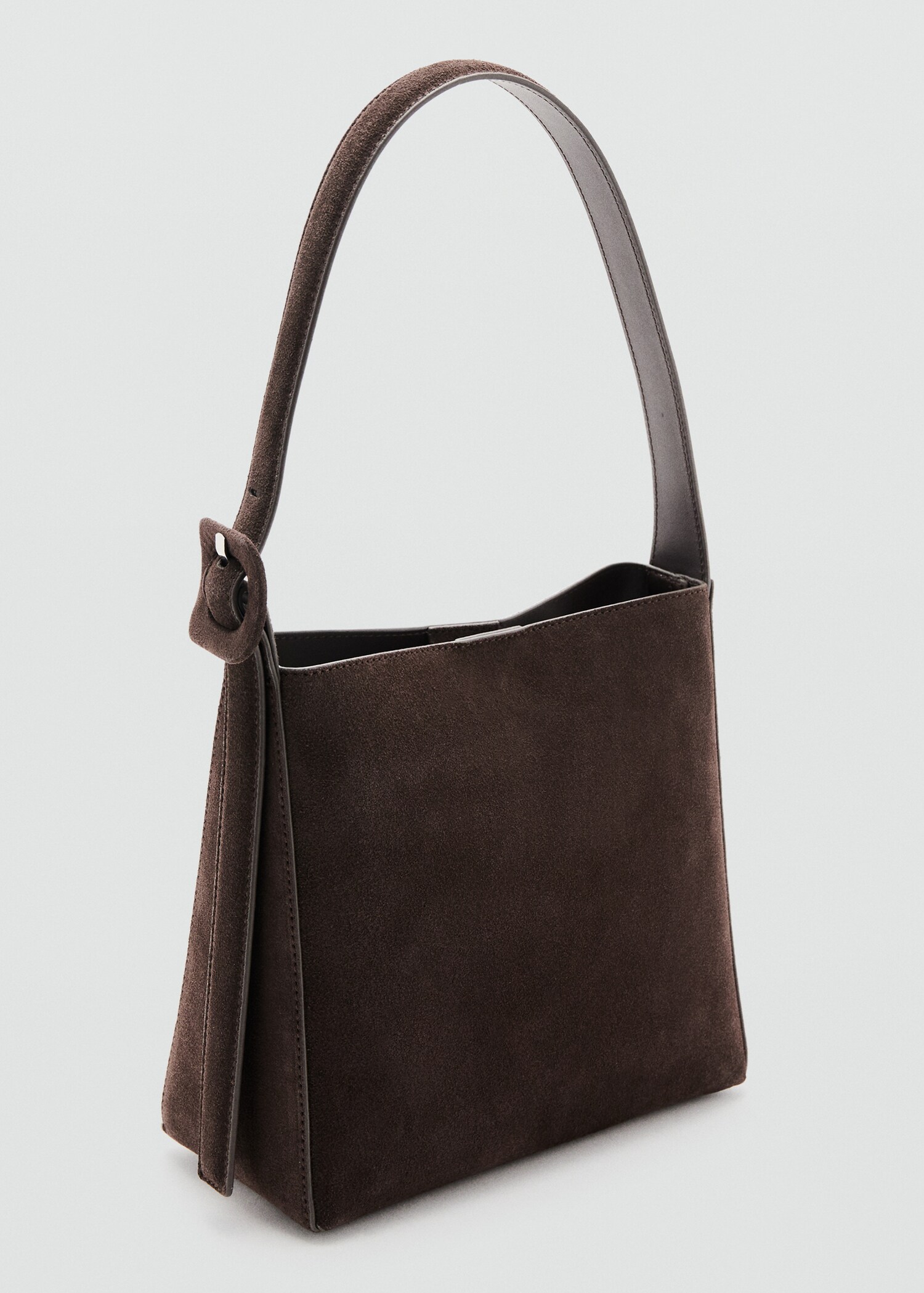 Suede leather shopper bag - Medium plane