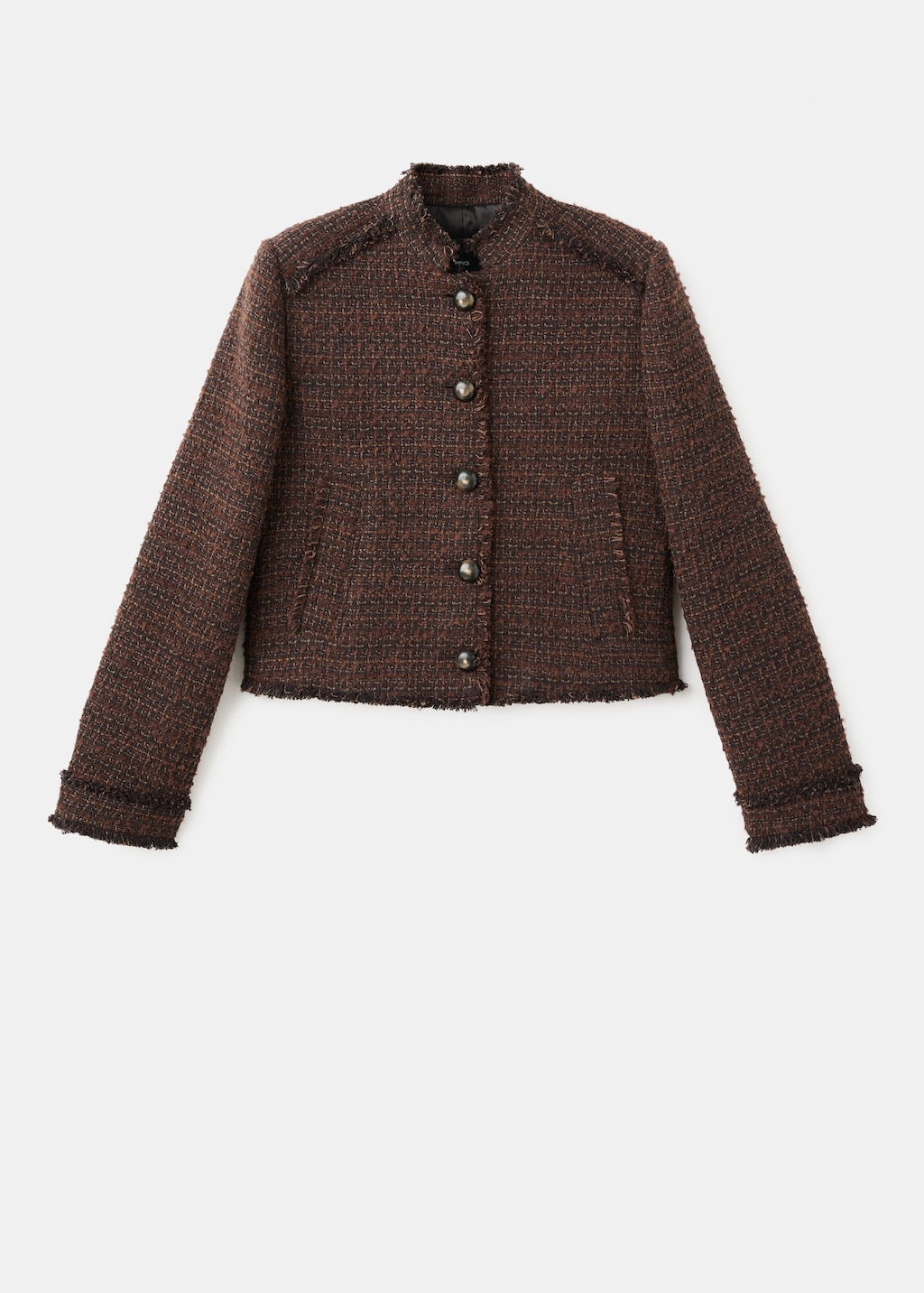 Tweed jacket with frayed ends
