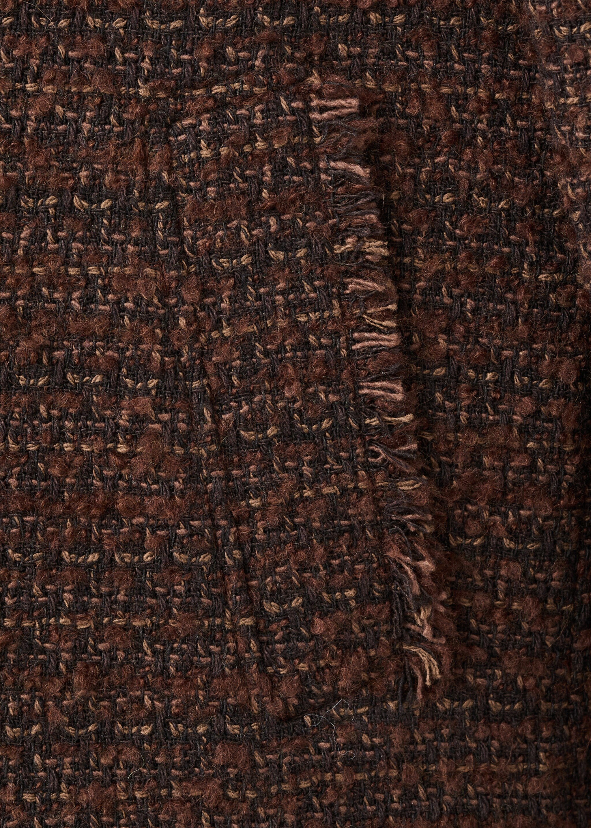 Tweed jacket with frayed ends - Details of the article 0, Brown. Ref: 27011326-00.