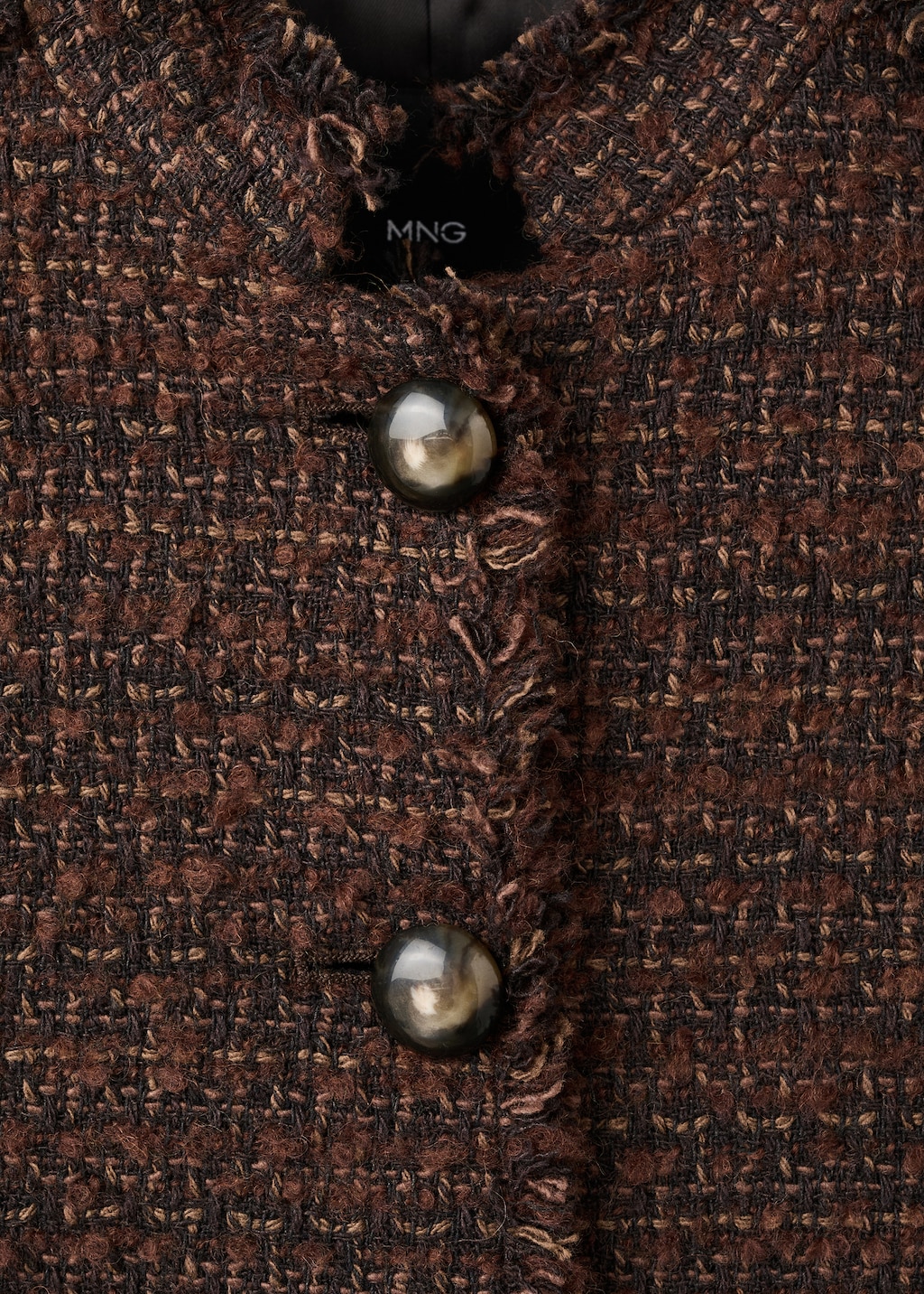 Tweed jacket with frayed ends