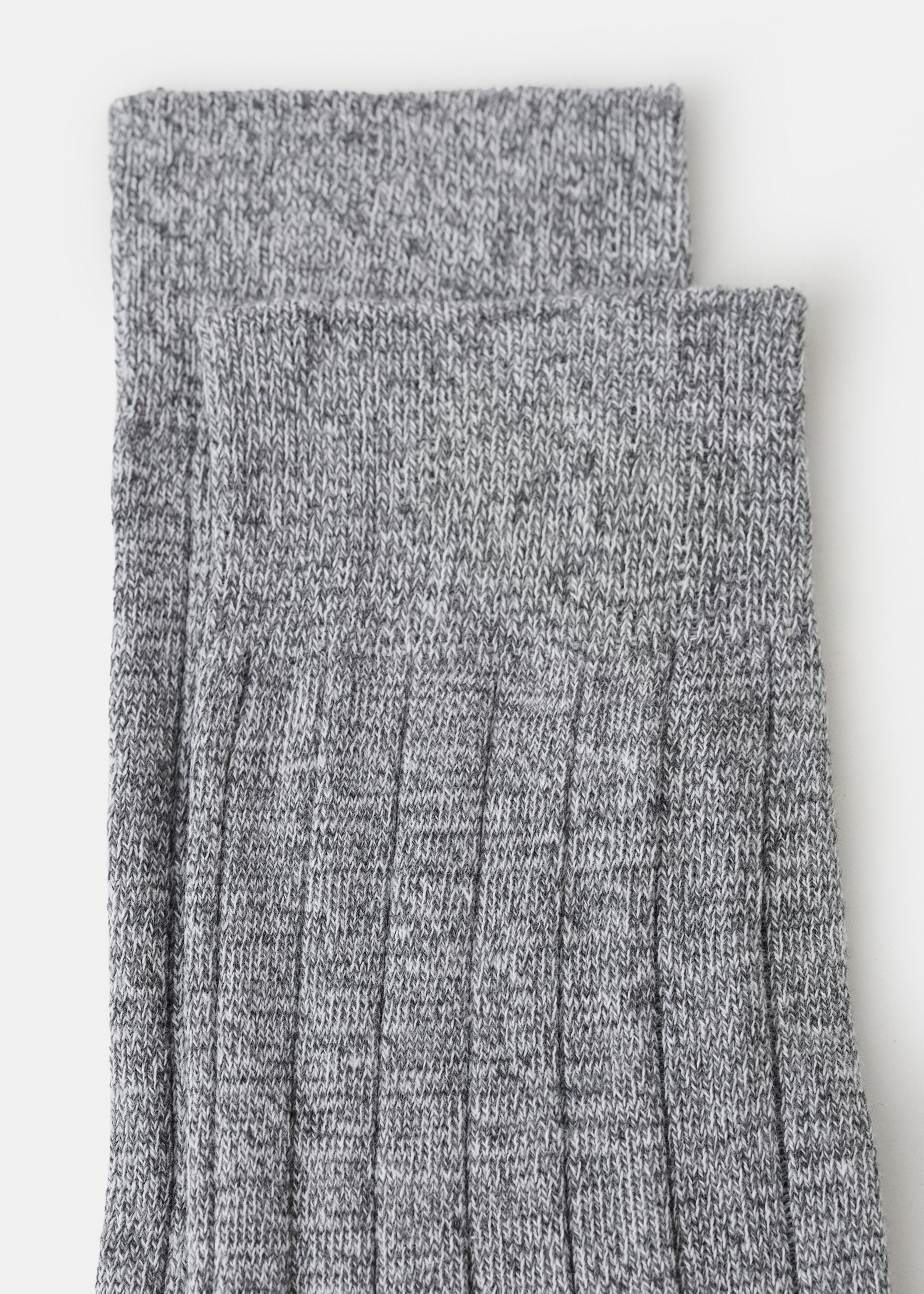 Chaussettes coton maille côtelée - Verso de l’article, Gris chiné clair. Ref: 27011331-00.