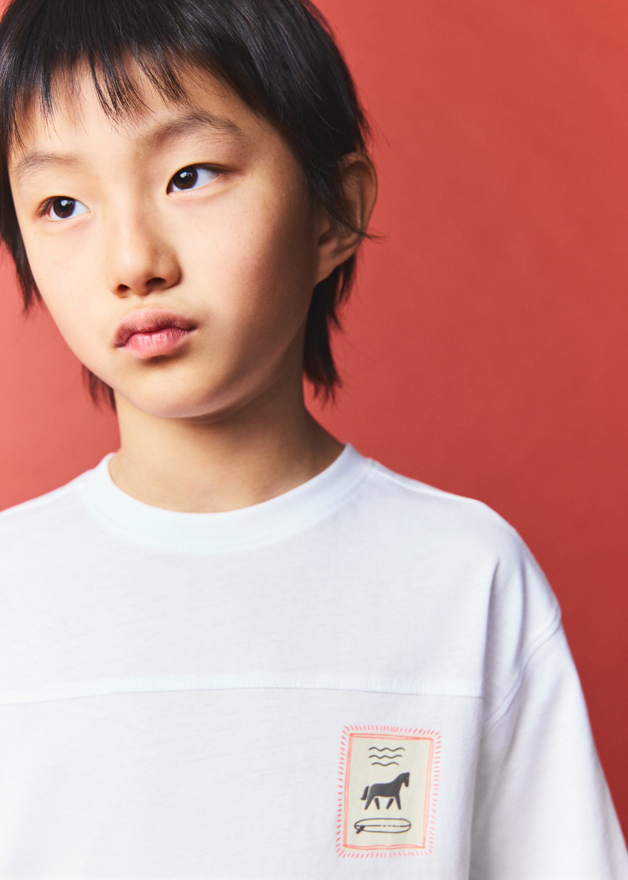 Printed cotton-blend T-shirt - Details of the article 1, White. Ref: 27011509-00.