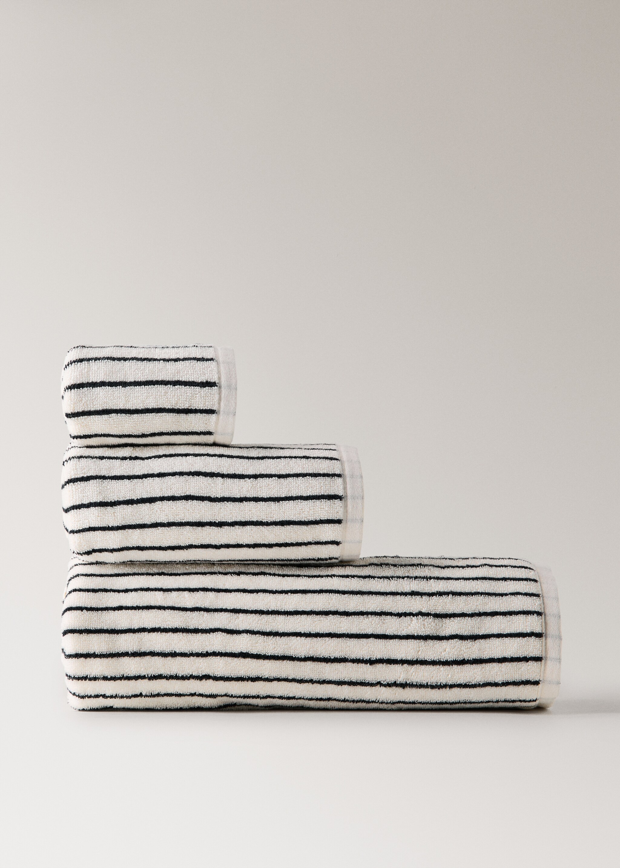 Рушник для рук з бавовни з двокольоровою смугою - Товар без моделі, Брудно-білий. Ref: 27011537-00.