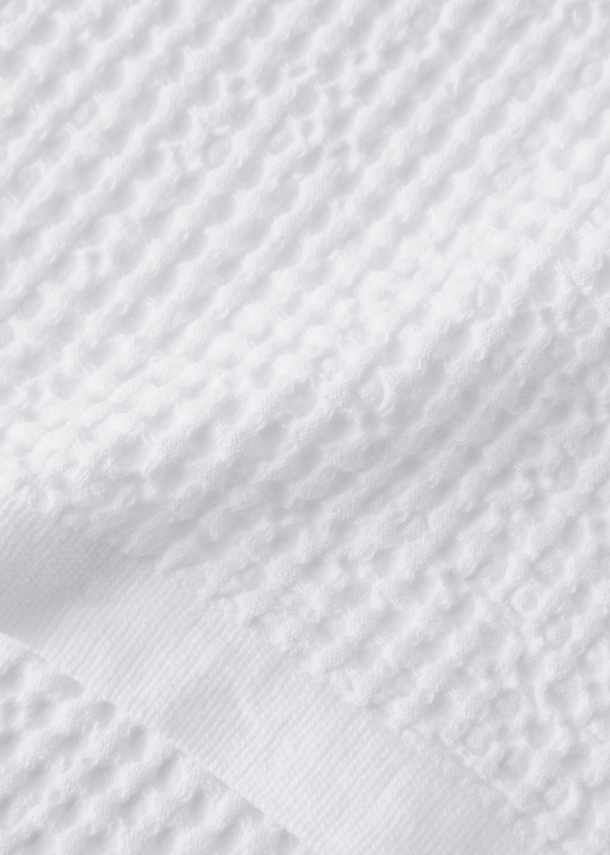 Waffle cotton hand towel - Details of the article 1, White. Ref: 27011549-00.