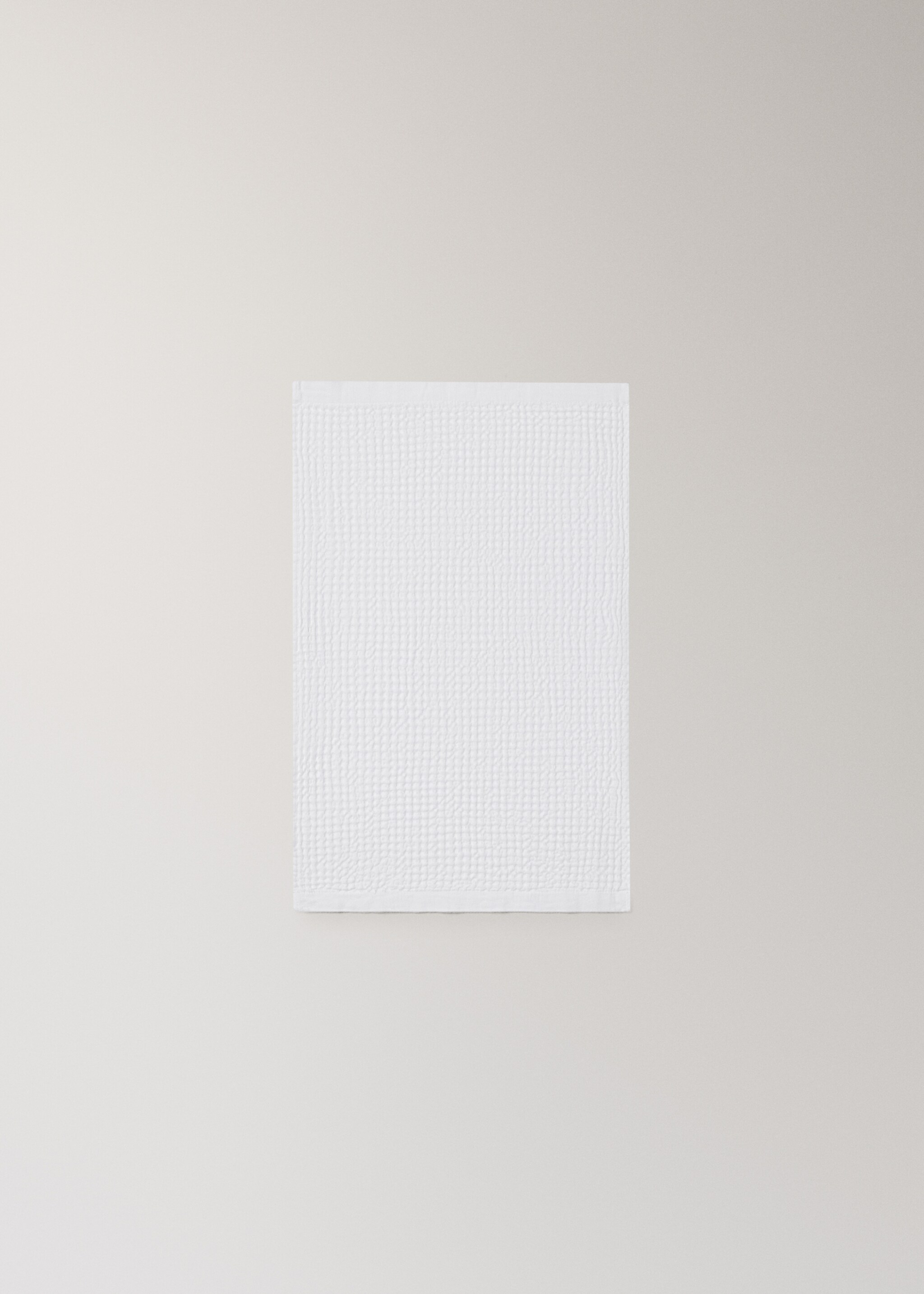 Waffle cotton hand towel - Details of the article 3, White. Ref: 27011549-00.