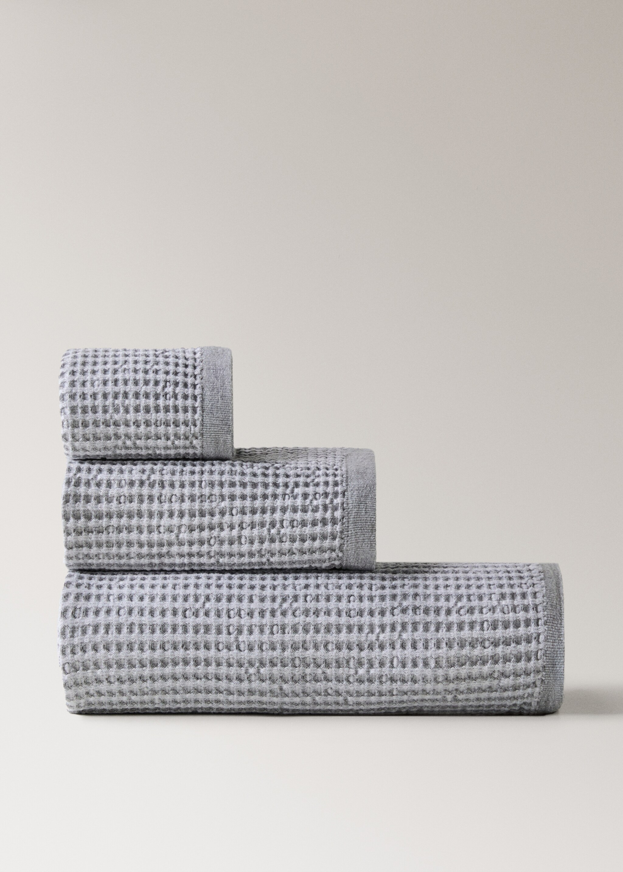 Tovallola lavabo cotó arrissat waffle - Article sense model, Gris. Ref: 27011550-00.