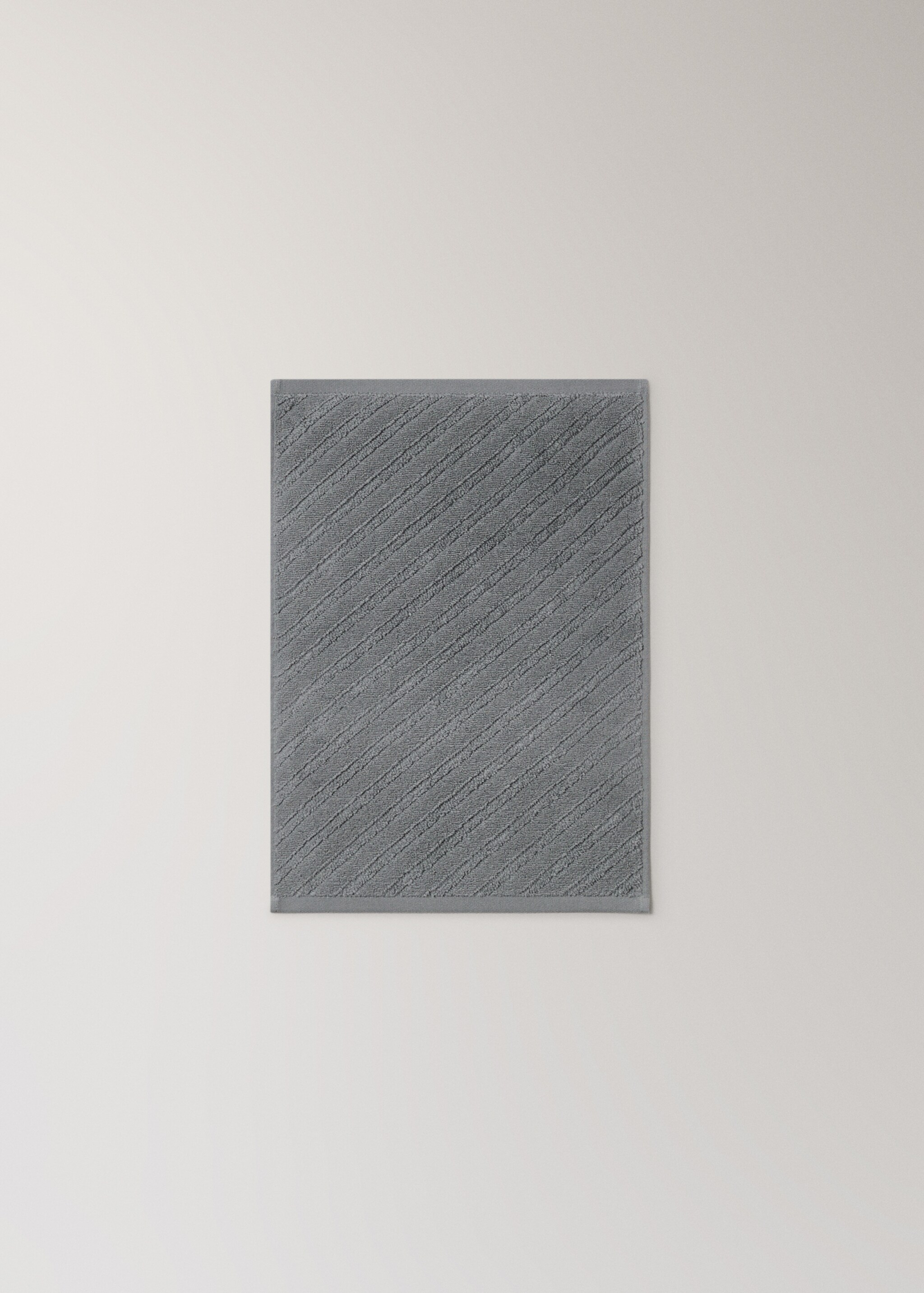 Guest towel with diagonal structure terry cotton - Details of the article 3, Indigo Blue. Ref: 27011552-00.