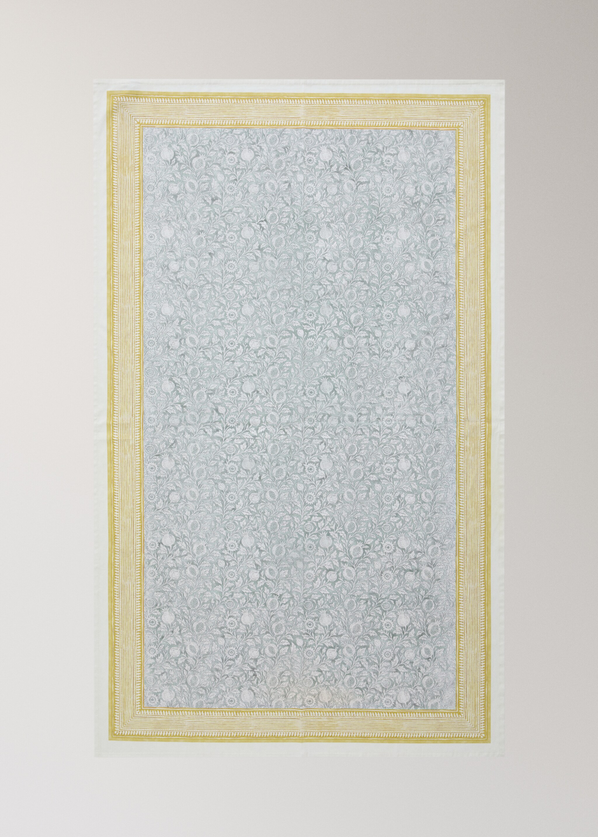 Blockprint style cotton tablecloth for 6 to 8 guests - Details of the article 4, Blue. Ref: 27011565-00.