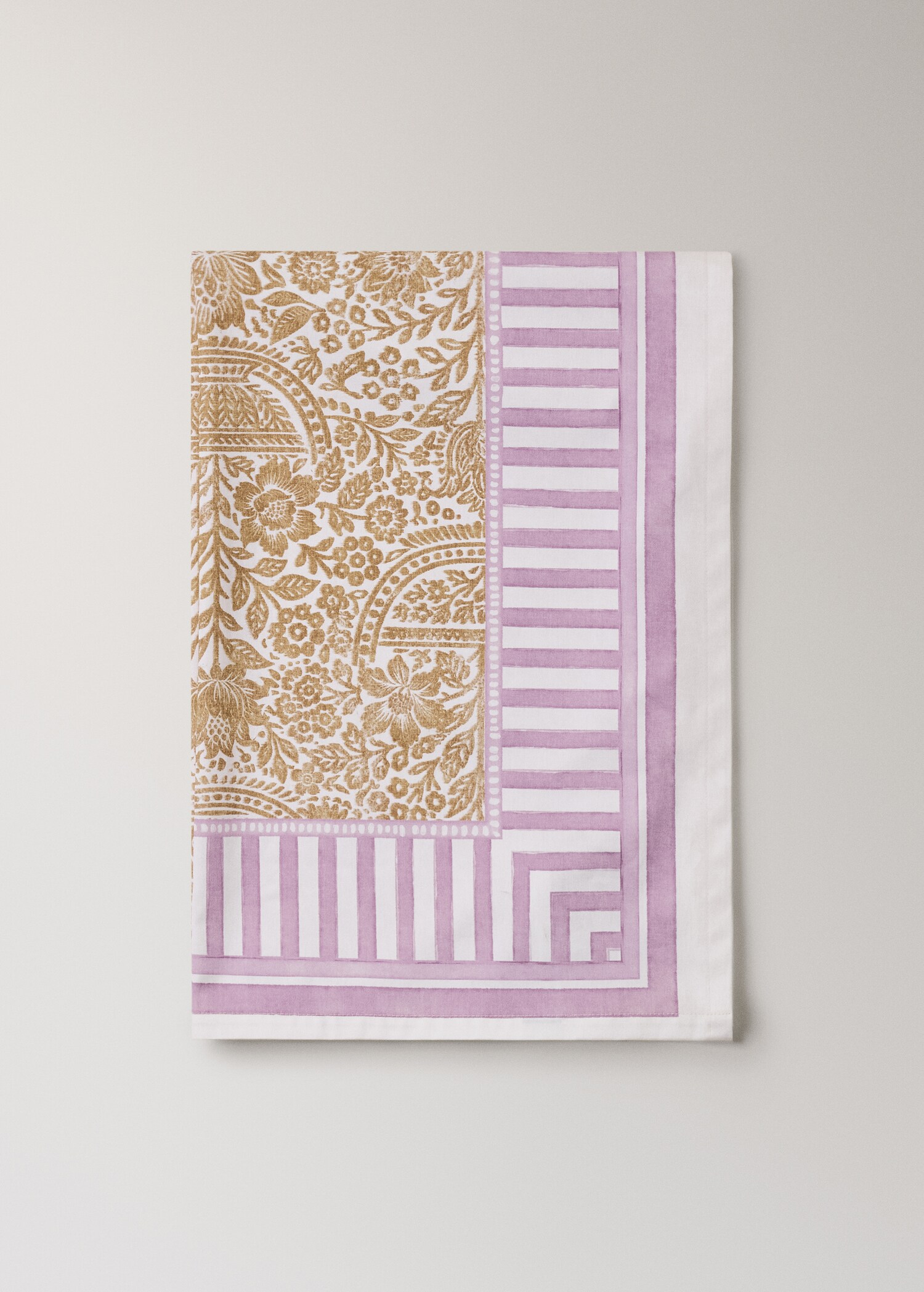 Mantel redondo algodón rayas motivos florales - Artículo sin modelo