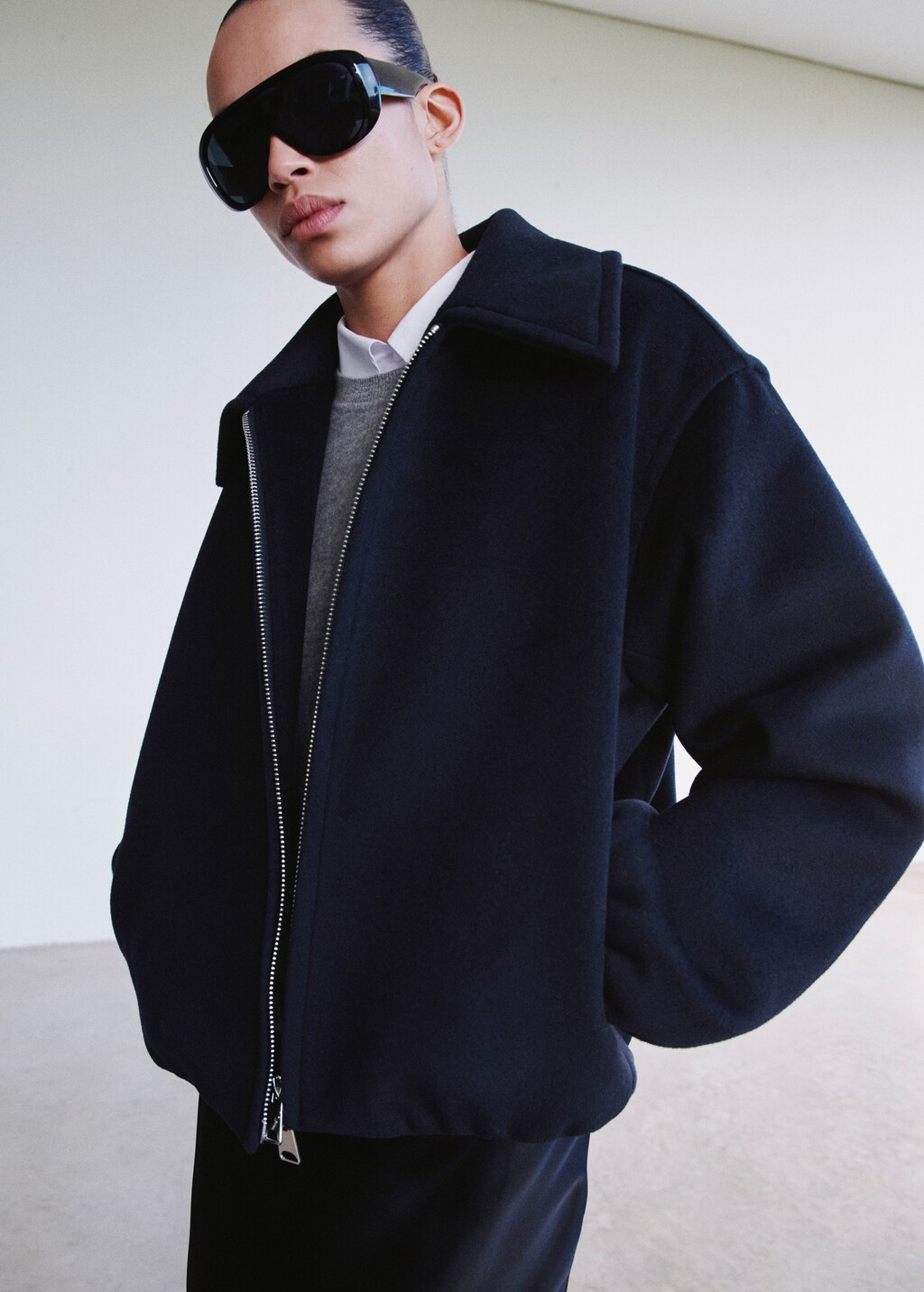Wool jacket with shirt collar - image 5