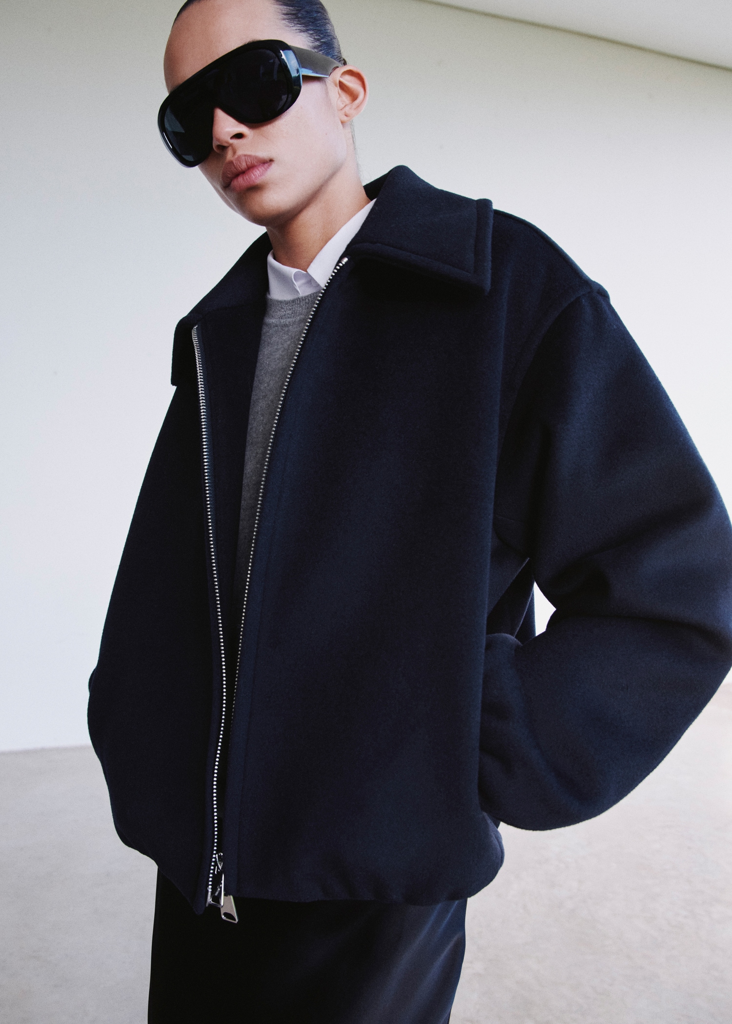 Wool Jacket With Shirt Collar