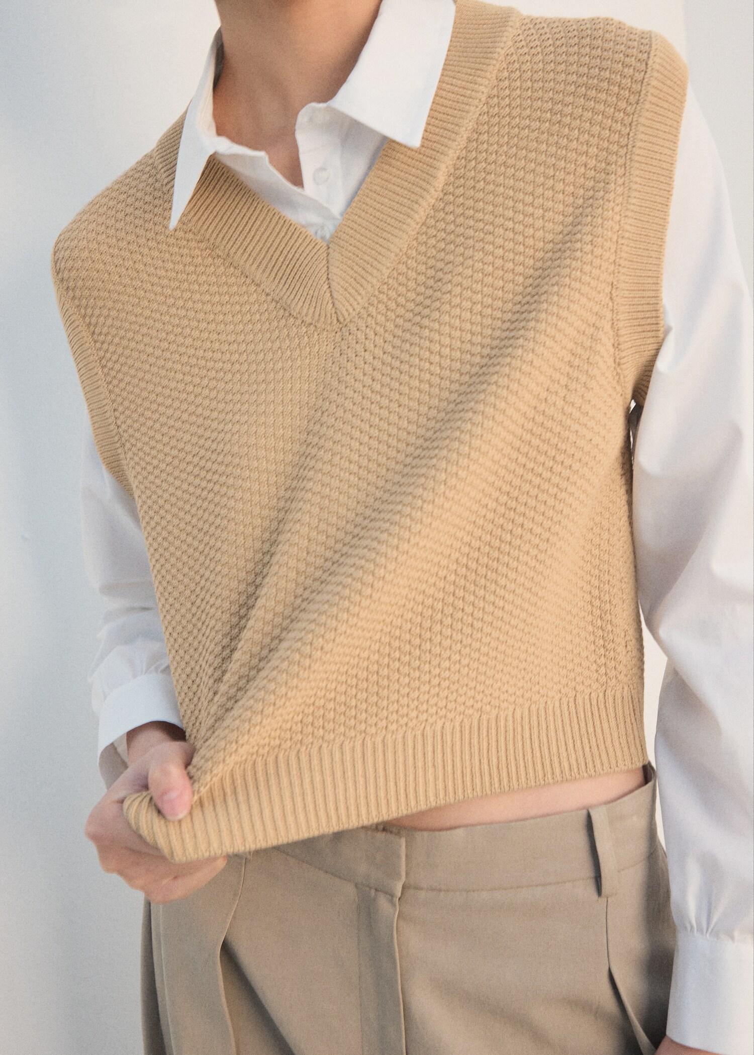 Mixed V-neck sweater - Medium plane
